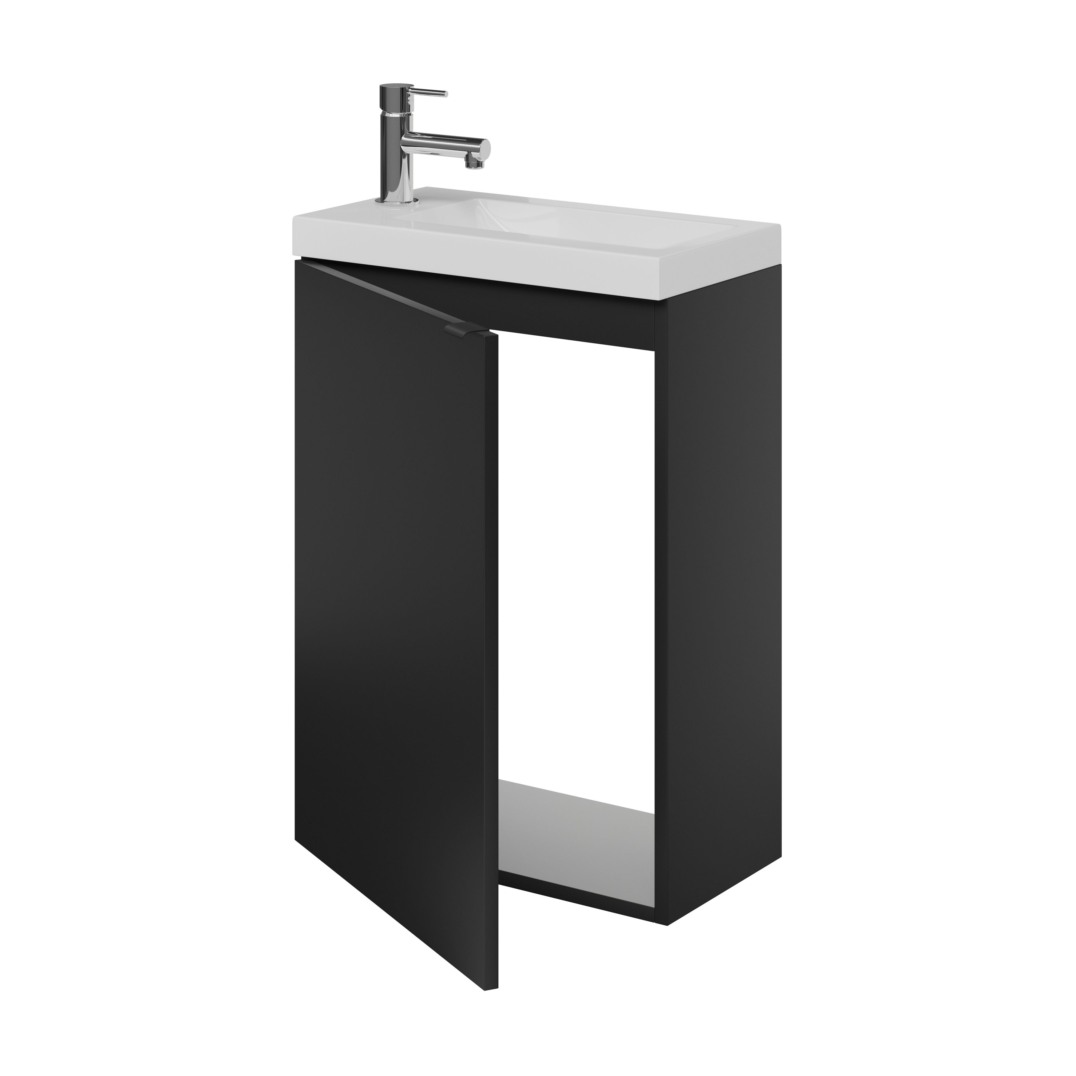GoodHome Imandra Matt Black Single Wall-mounted Bathroom Cloakroom unit (H)55cm (W)44cm