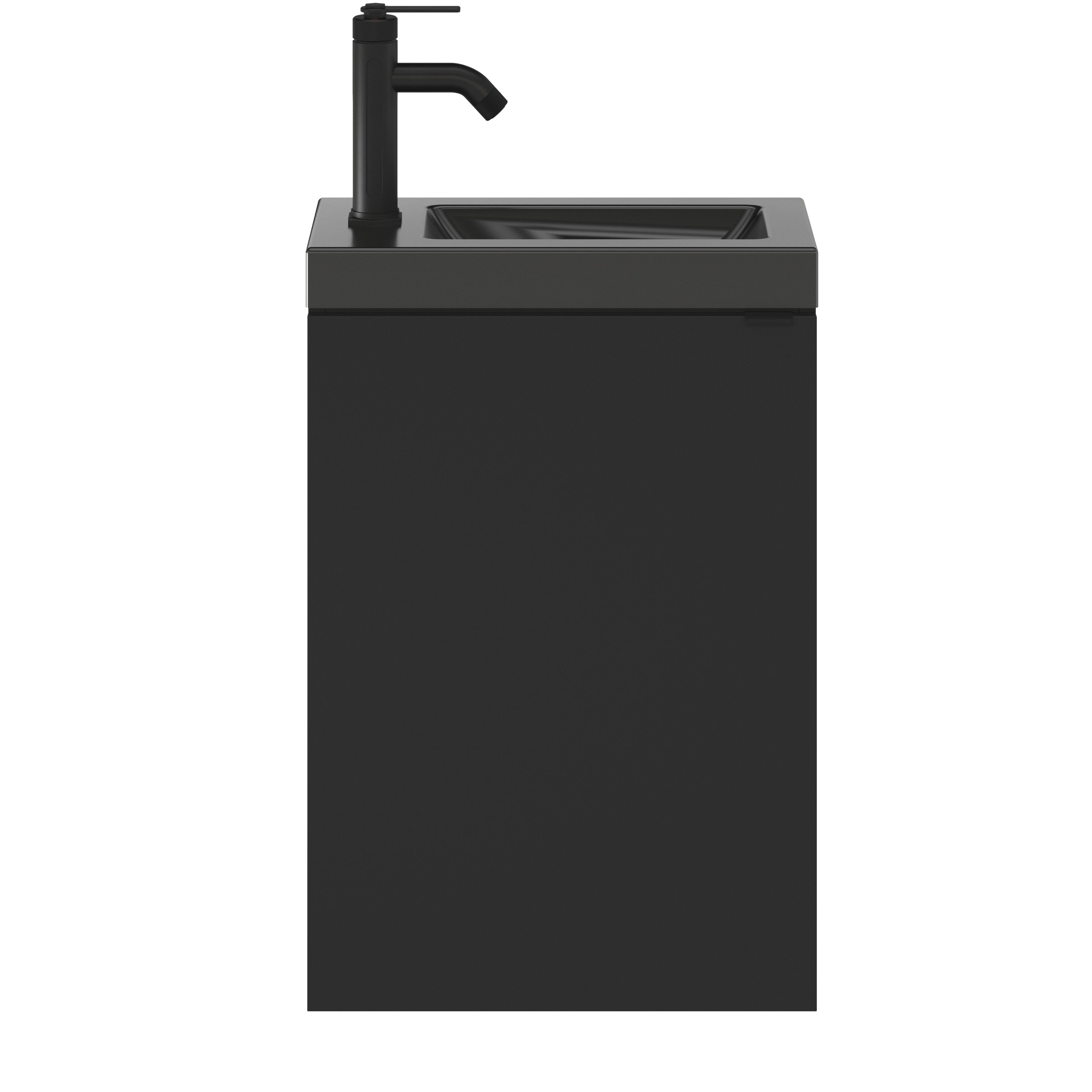 GoodHome Imandra Matt Black Single Wall-mounted Bathroom Cloakroom unit (H)55cm (W)44cm