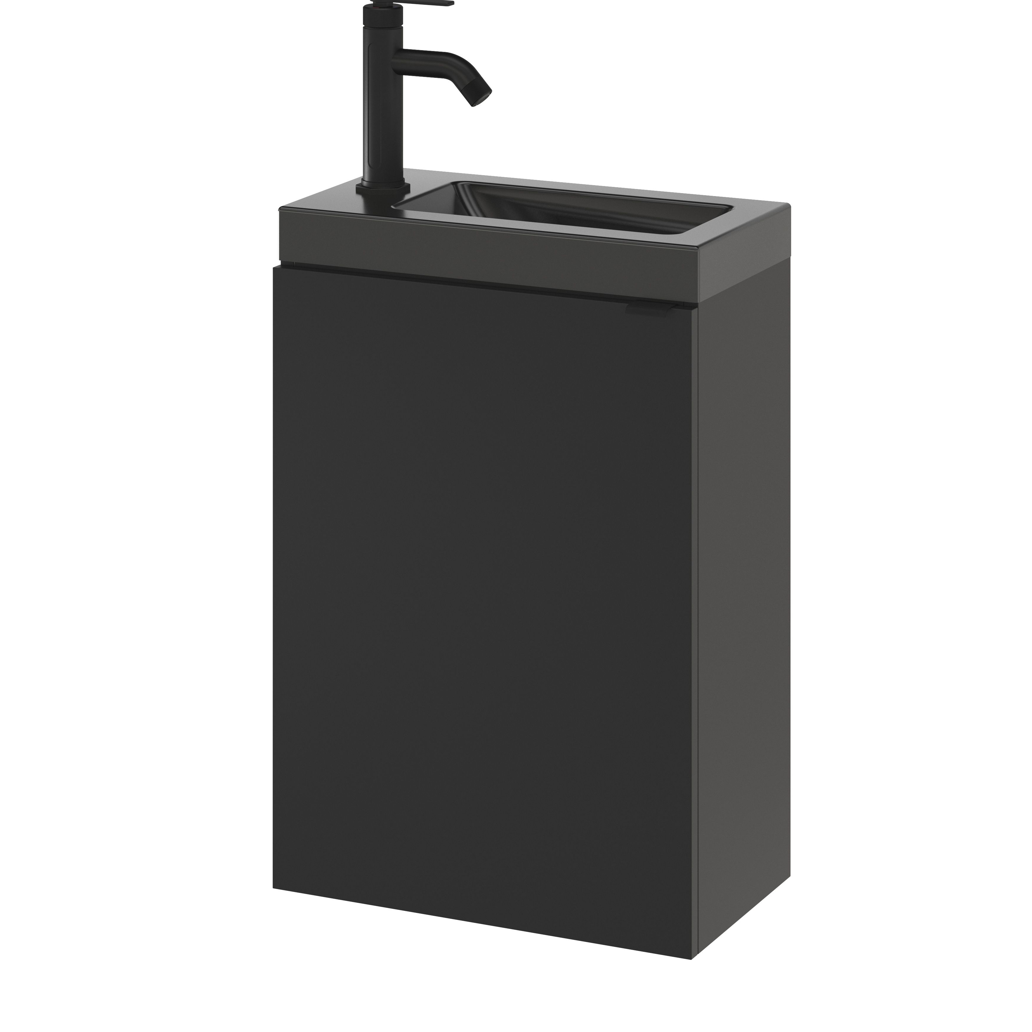 GoodHome Imandra Matt Black Single Wall-mounted Bathroom Cloakroom unit (H)55cm (W)44cm