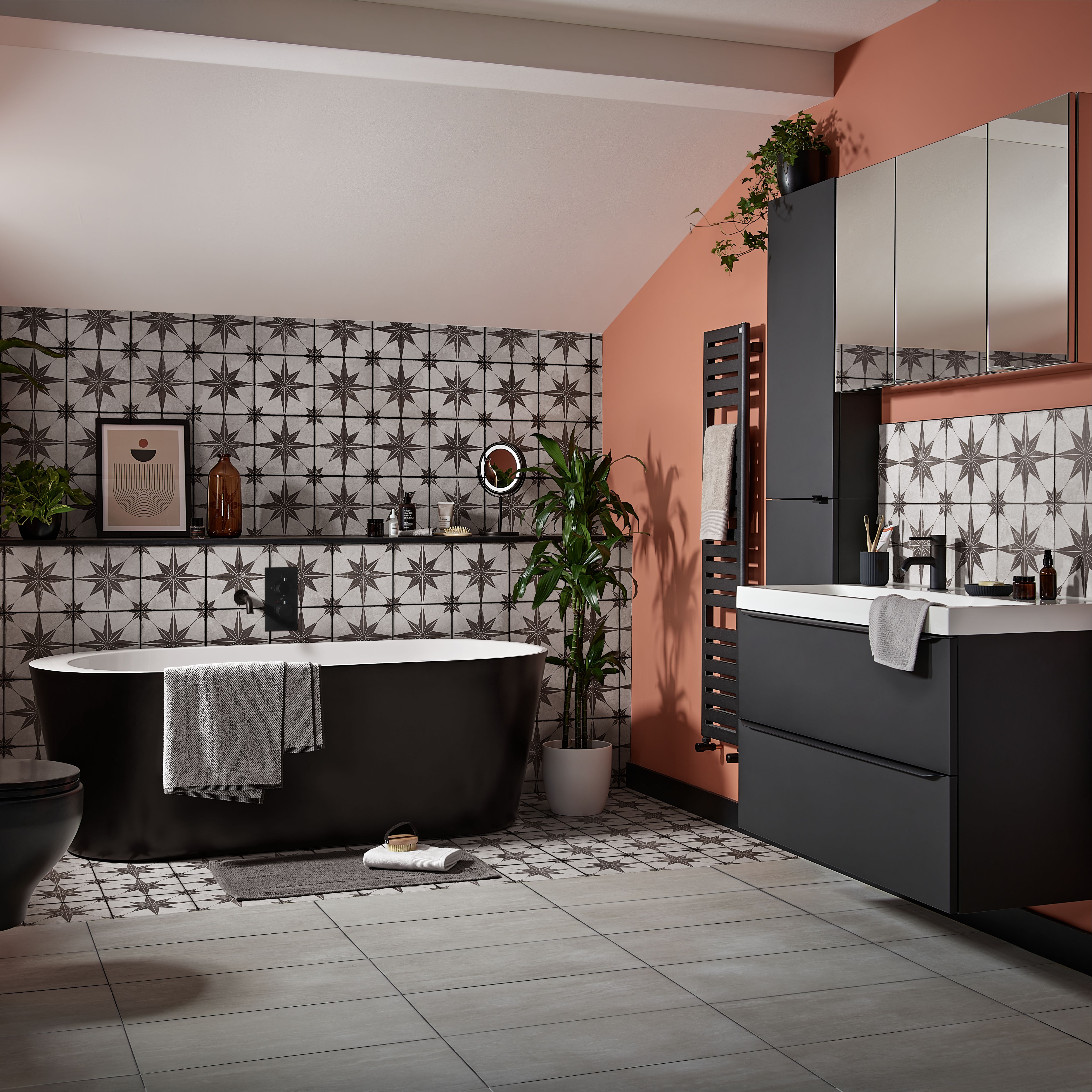 GoodHome Imandra Matt Black Wall-mounted Bathroom Cabinet (H)60cm (W)100cm