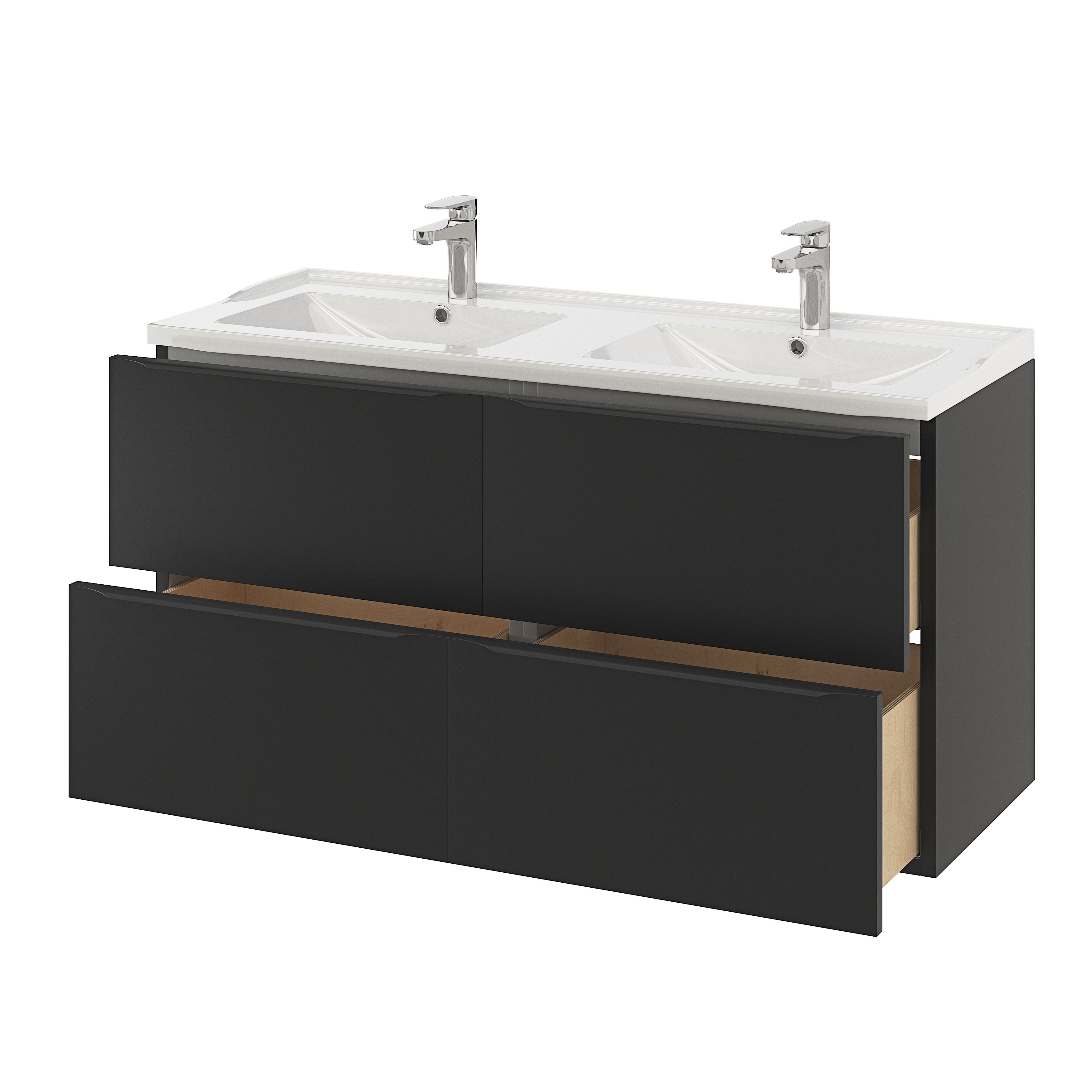 GoodHome Imandra Matt Black Wall-mounted Bathroom Cabinet (H)60cm (W)120cm