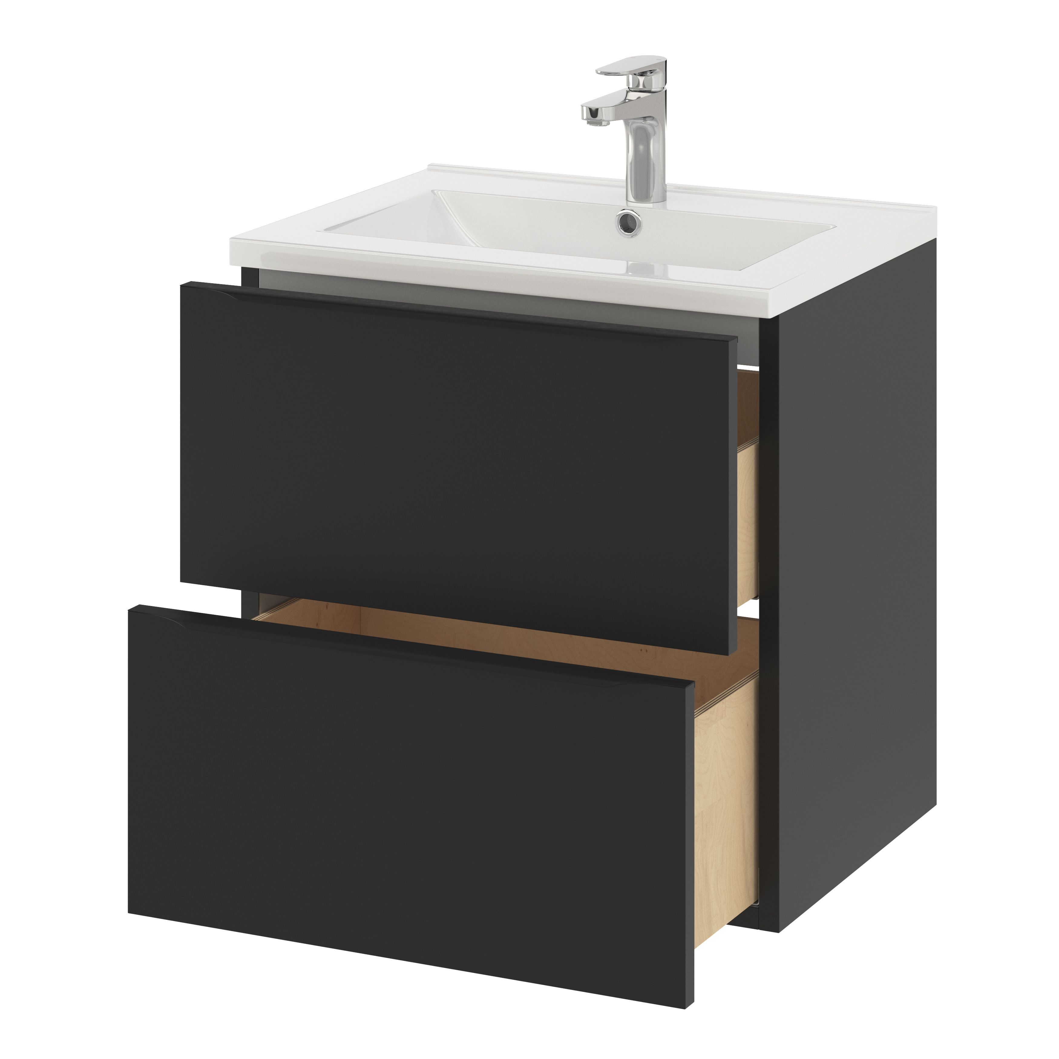GoodHome Imandra Matt Black Wall-mounted Bathroom Cabinet (H)60cm (W)60cm