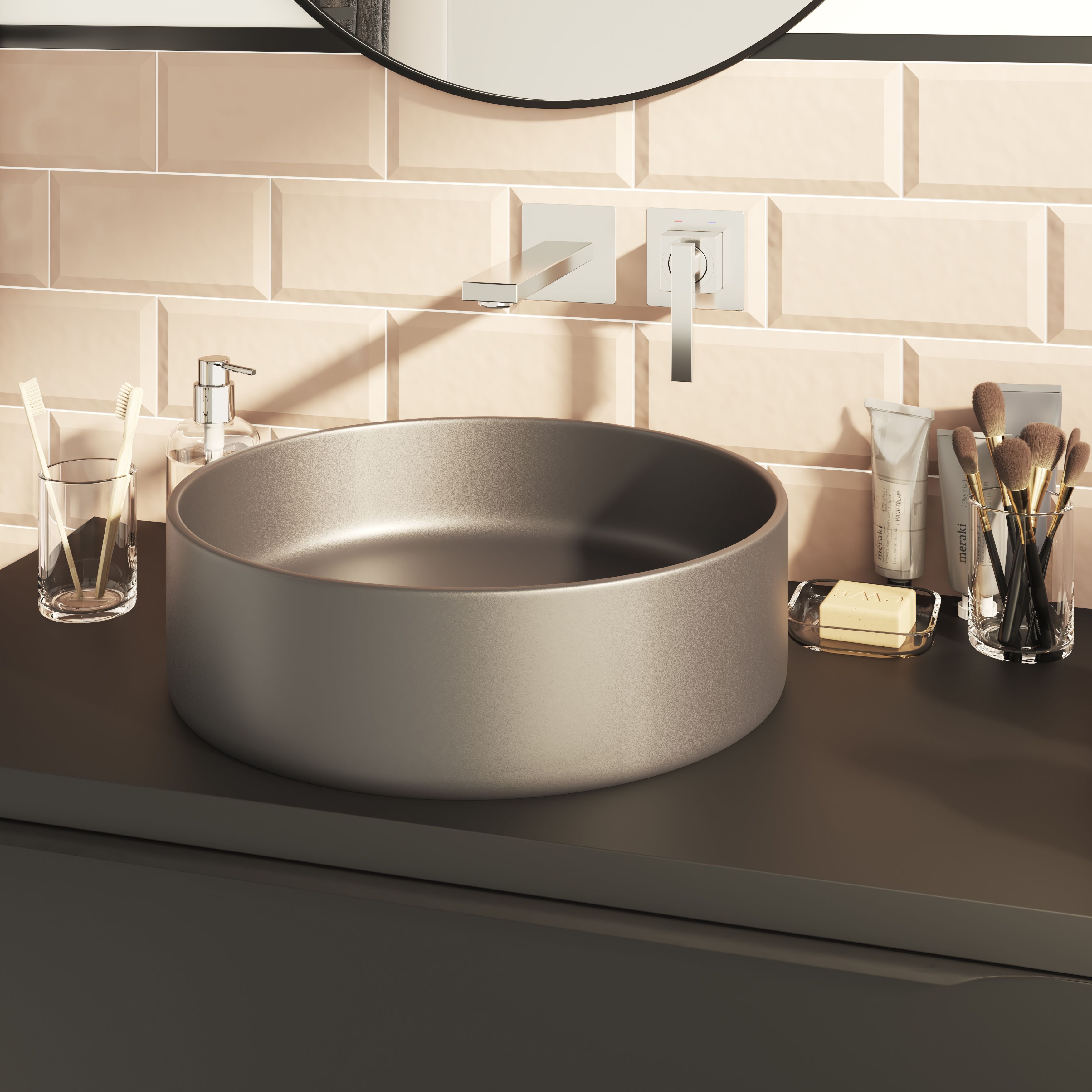 GoodHome Imandra Matt Black Wall-mounted Bathroom Cabinet (H)60cm (W)80cm