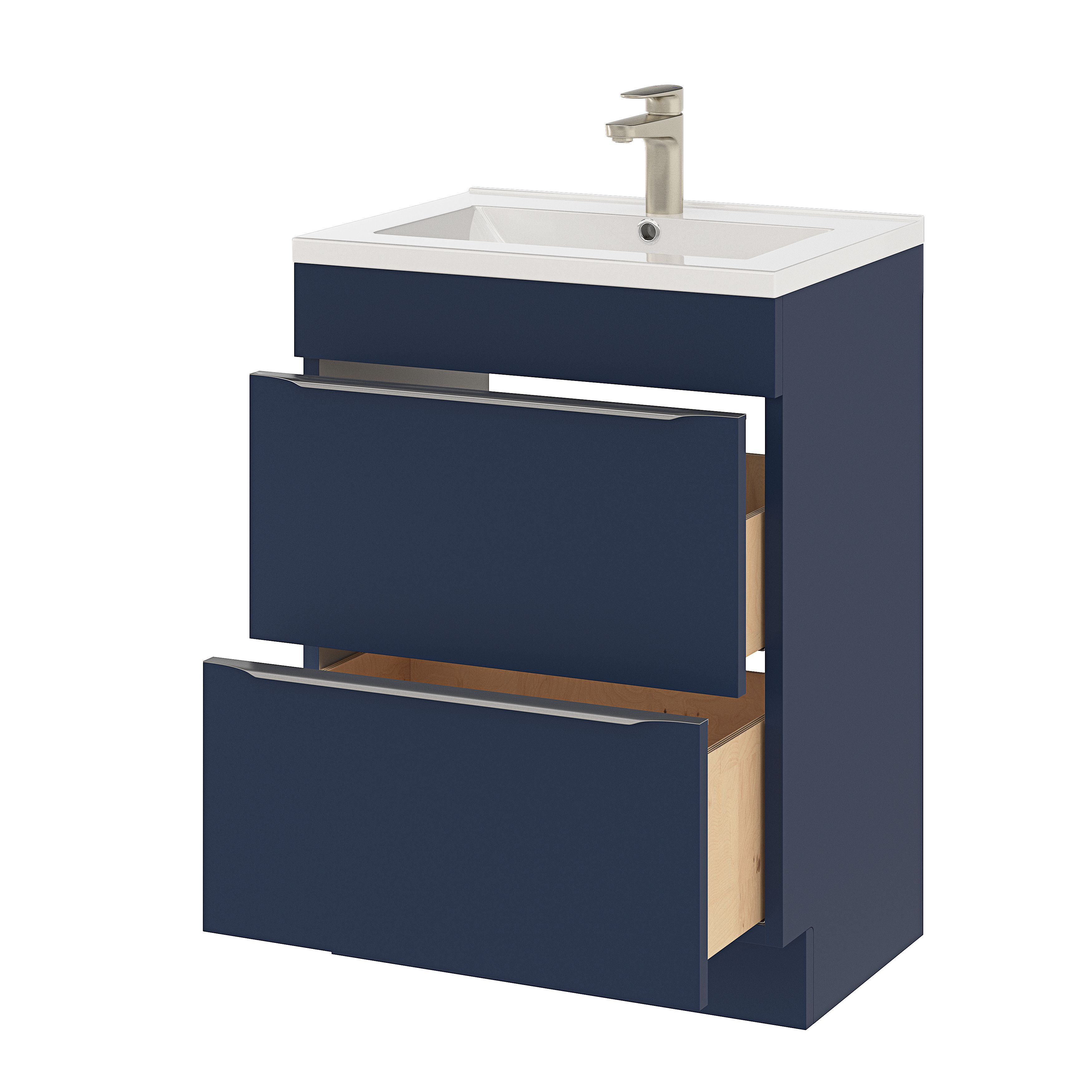 GoodHome Imandra Matt Blue Freestanding Bathroom Cabinet (H)82cm (W)60cm