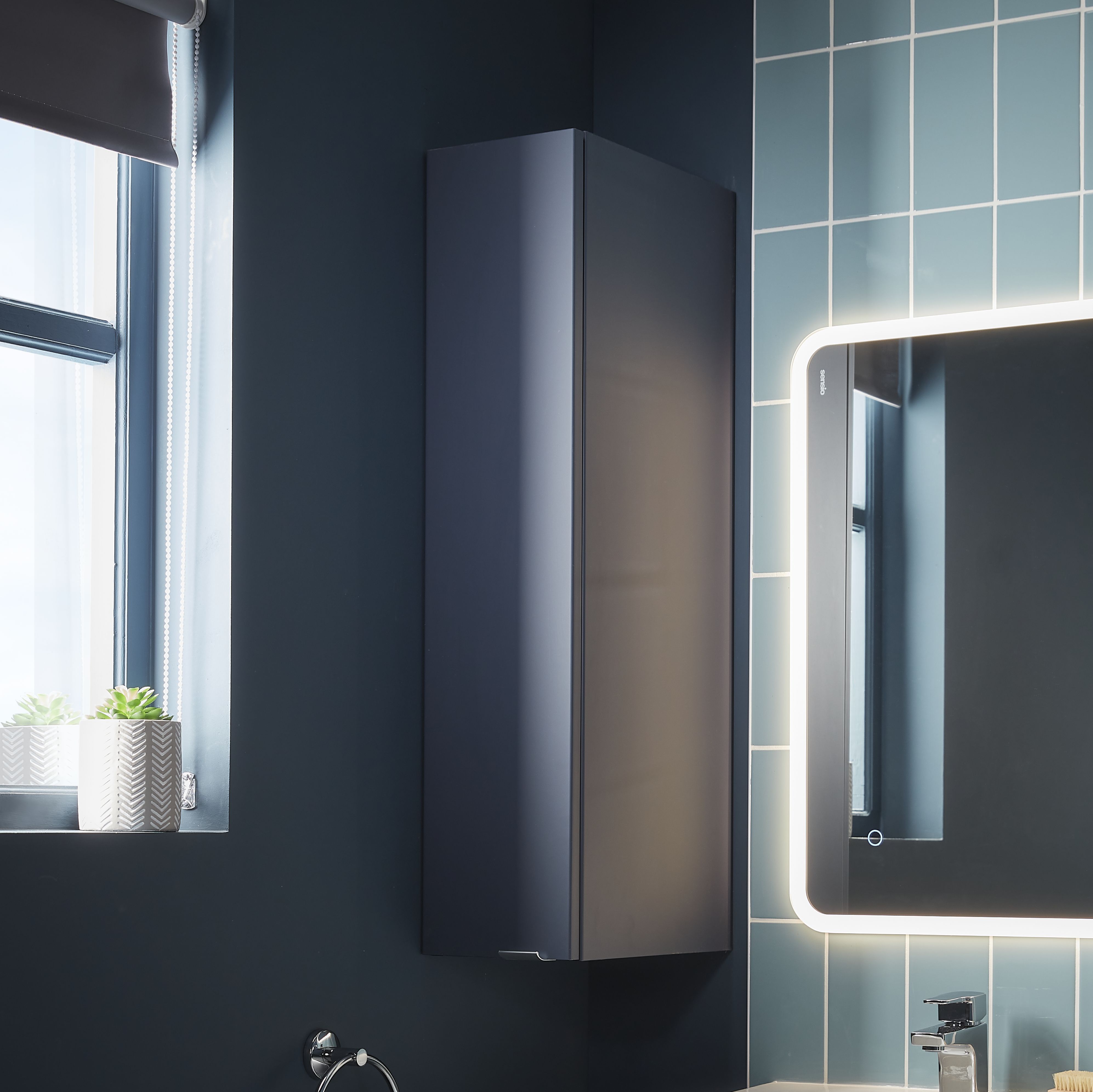 GoodHome Imandra Matt Blue Single Deep Wall cabinet (W)200mm (H)900mm