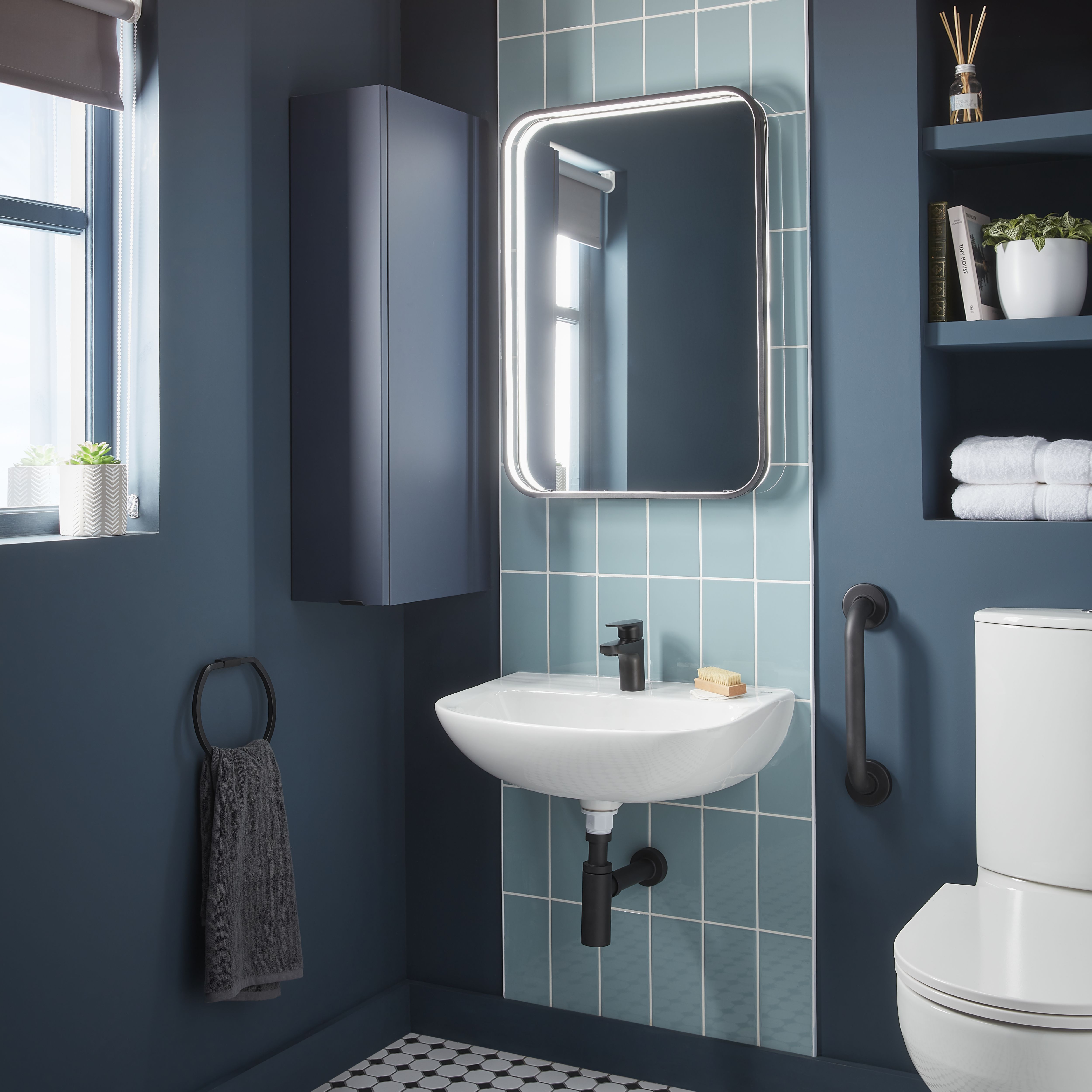 GoodHome Imandra Matt Blue Single Deep Wall cabinet (W)200mm (H)900mm