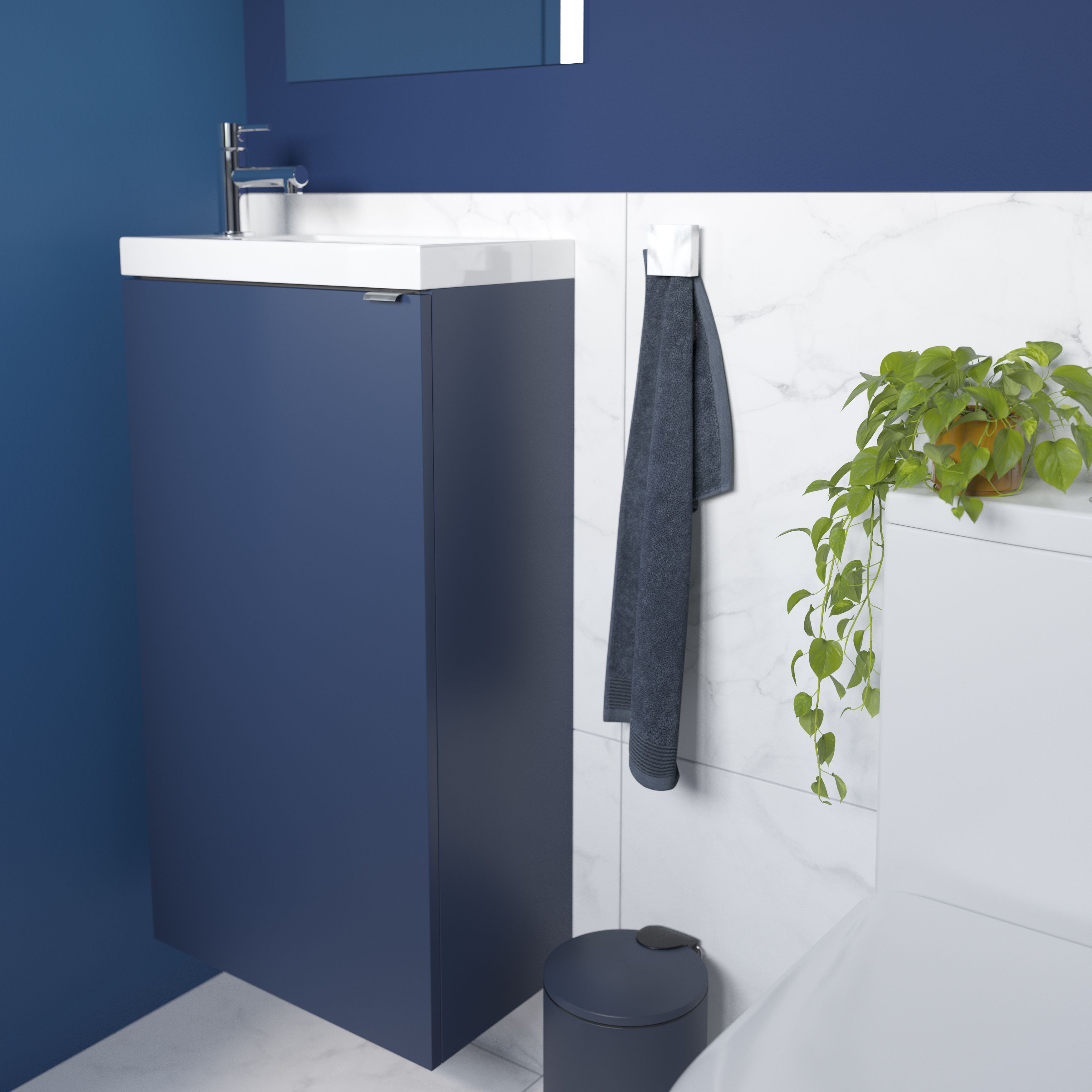 GoodHome Imandra Matt Blue Single Freestanding Bathroom Cloakroom unit (H)79cm (W)44cm