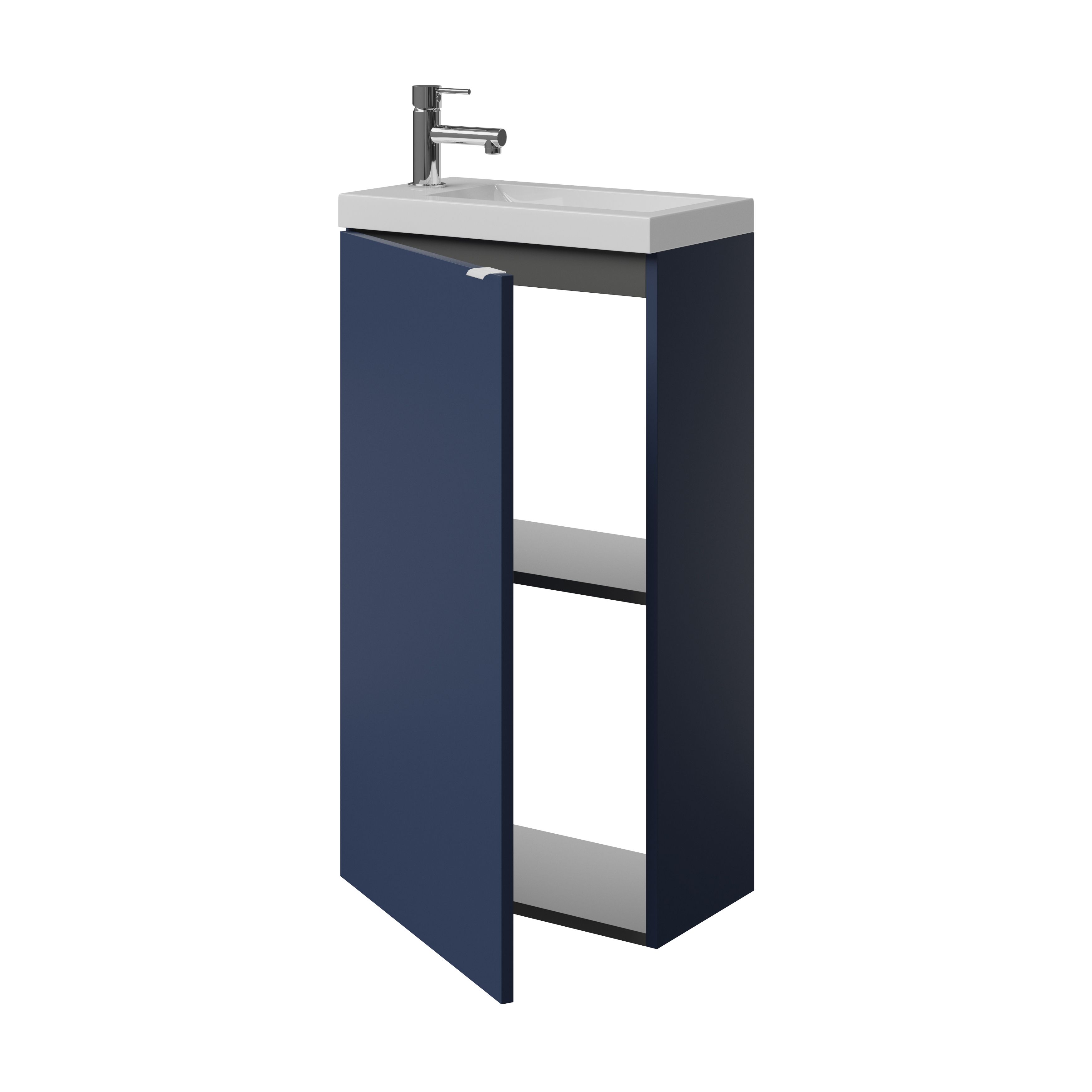 GoodHome Imandra Matt Blue Single Freestanding Bathroom Cloakroom unit (H)79cm (W)44cm