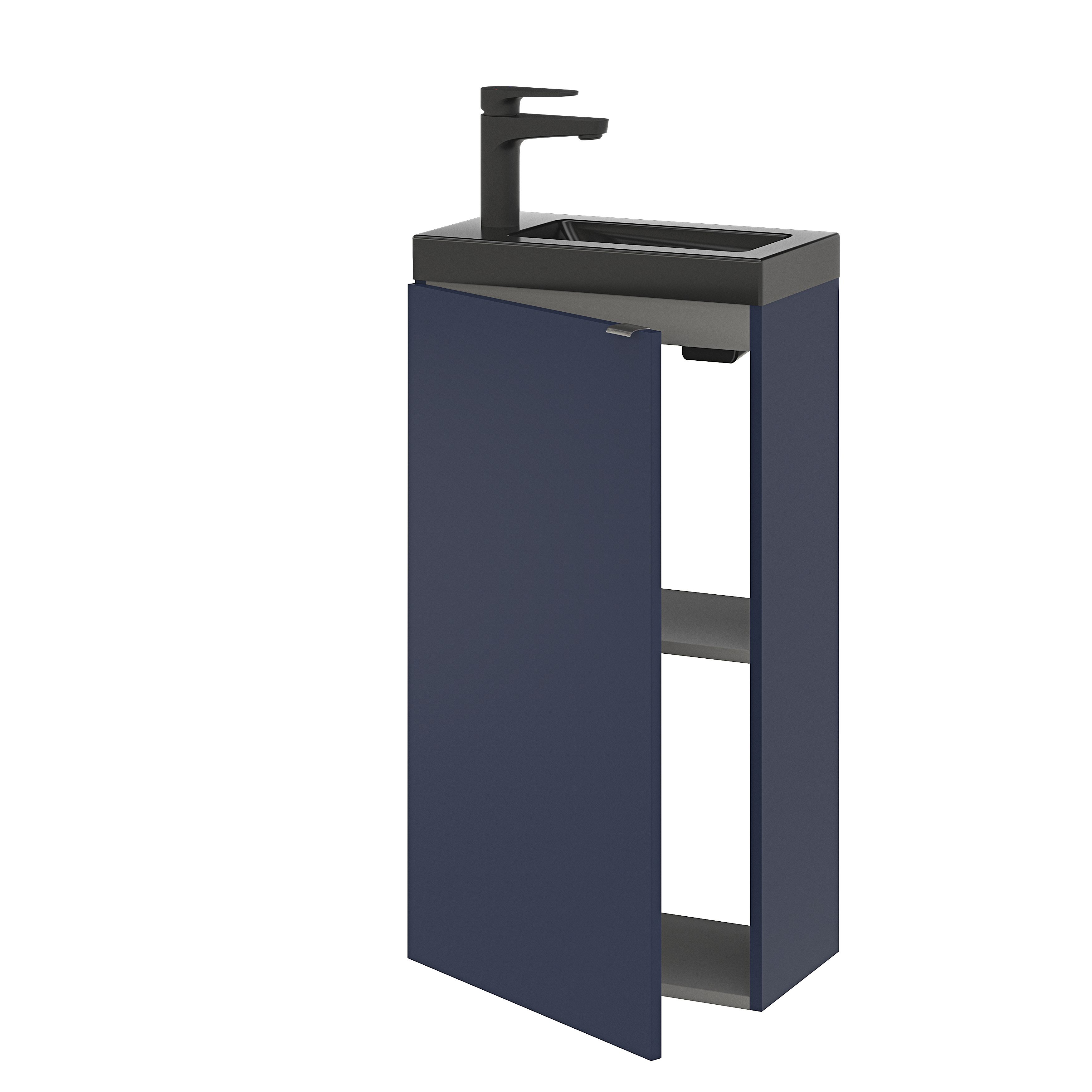 GoodHome Imandra Matt Blue Single Freestanding Bathroom Cloakroom unit (H)79cm (W)44cm