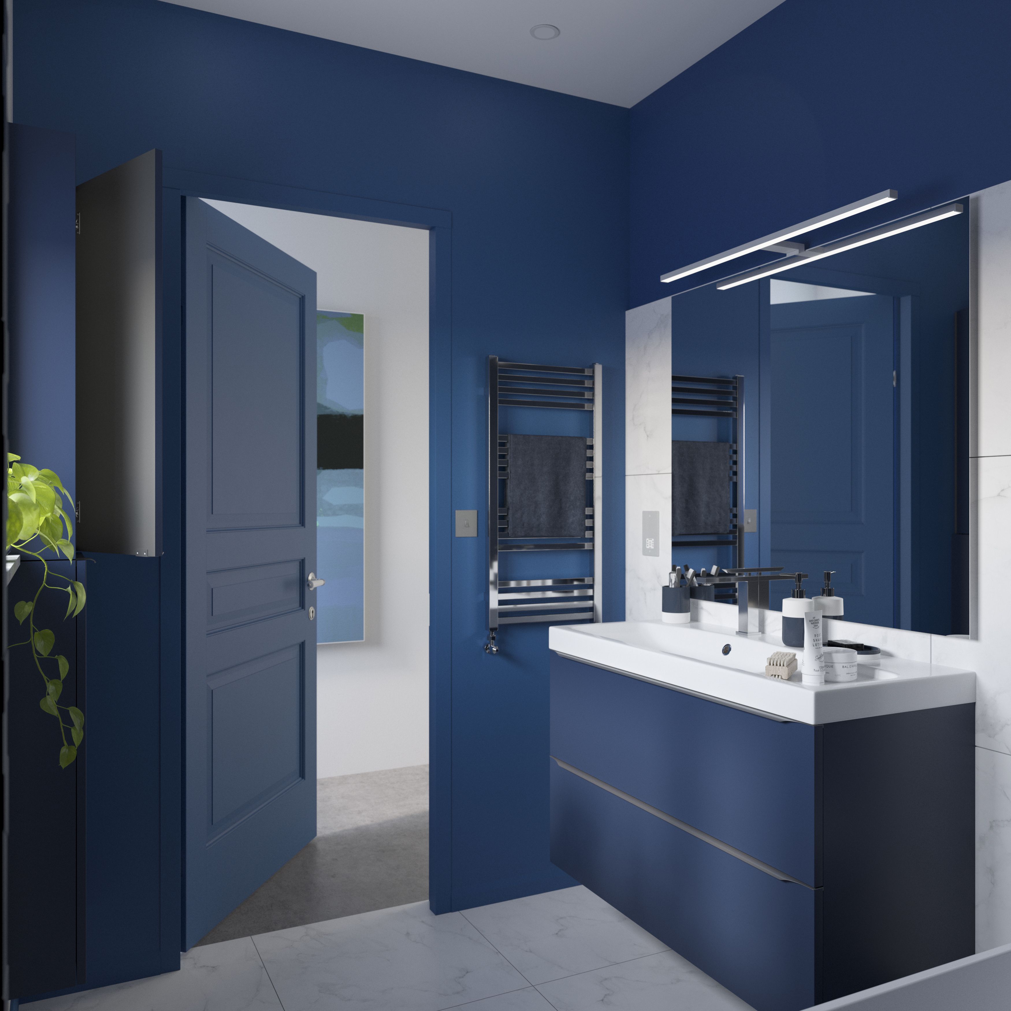 GoodHome Imandra Matt Blue Single Wall cabinet (W)400mm (H)900mm