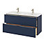 GoodHome Imandra Matt Blue Wall-mounted Bathroom Cabinet (H)60cm (W)120cm
