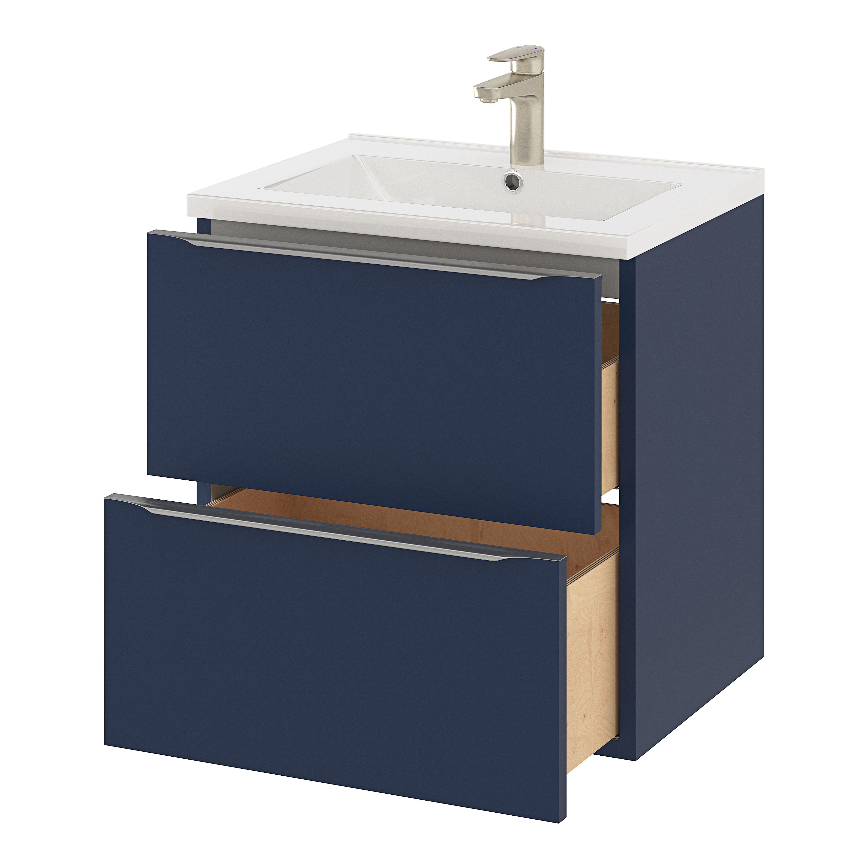 GoodHome Imandra Matt Blue Wall-mounted Bathroom Cabinet (H)60cm (W)60cm