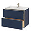 GoodHome Imandra Matt Blue Wall-mounted Bathroom Cabinet (H)60cm (W)80cm