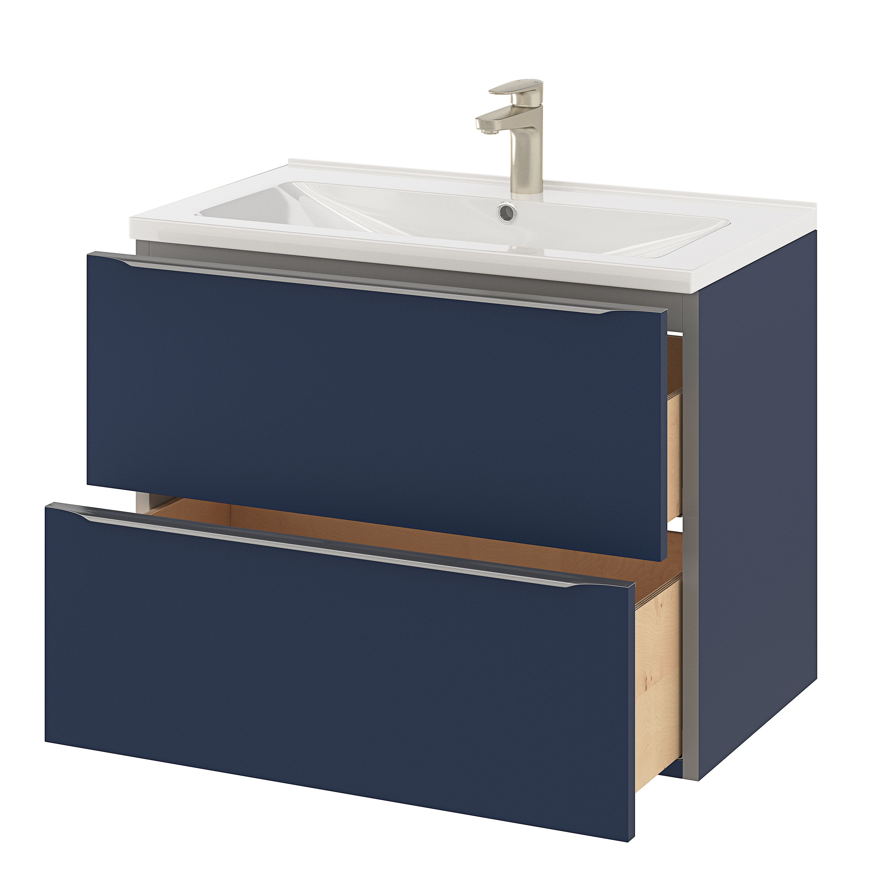 GoodHome Imandra Matt Blue Wall-mounted Bathroom Cabinet (H)60cm (W)80cm