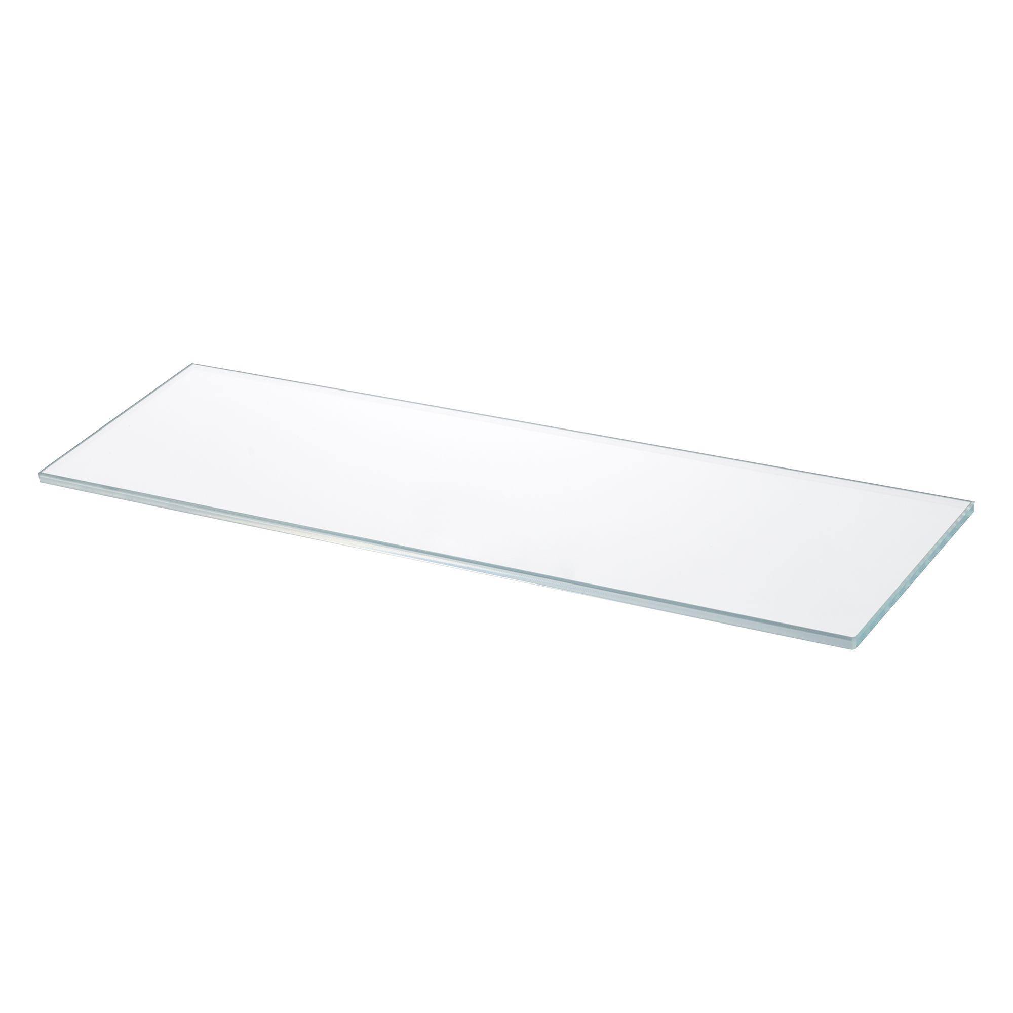 GoodHome Imandra Matt Clear Oak effect Glass Wall-mounted Bathroom Shelf, (L)358mm (D)110mm