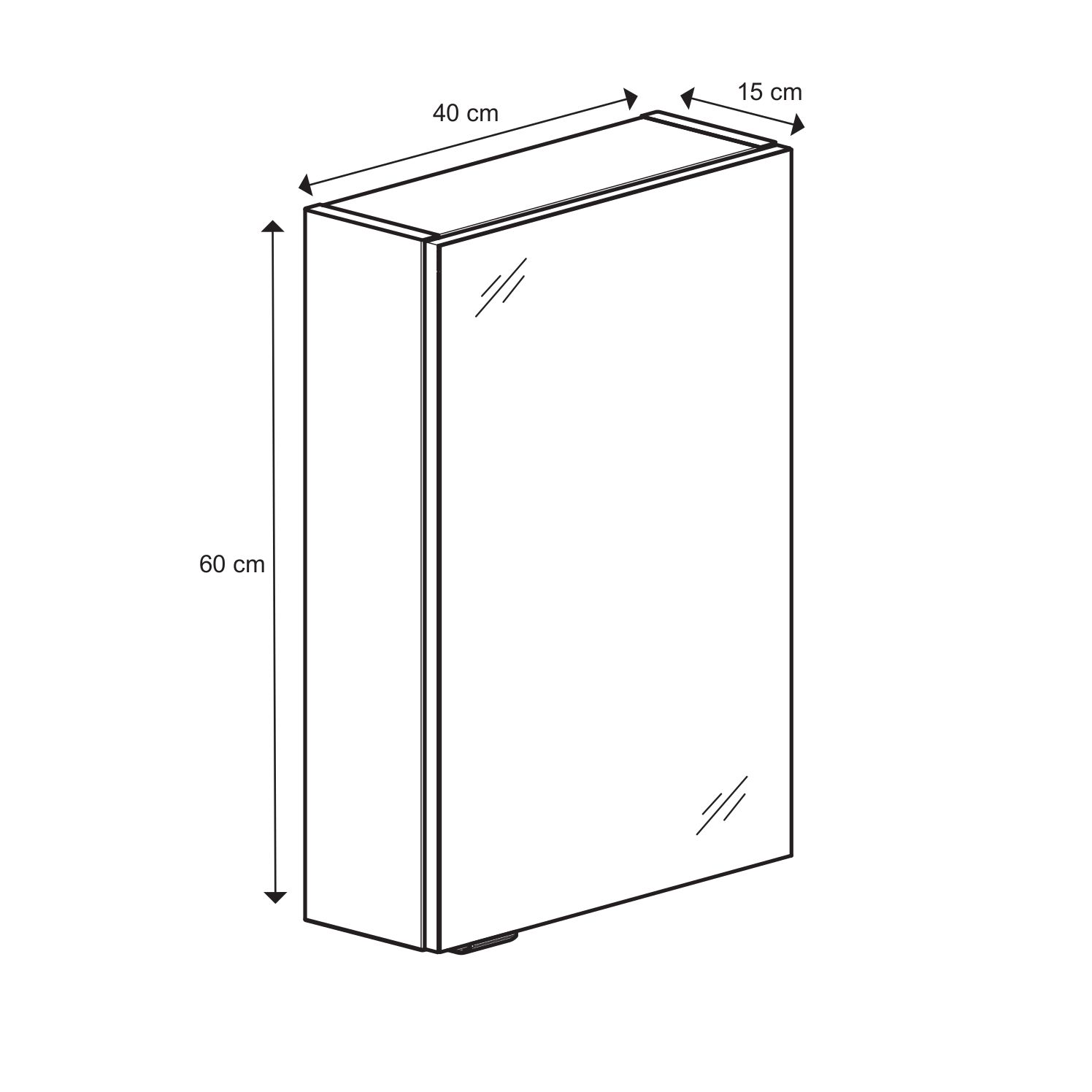 GoodHome Imandra Matt Silver Mirror effect Compact Single Bathroom Cabinet with Mirrored door (H)600mm (W)400mm