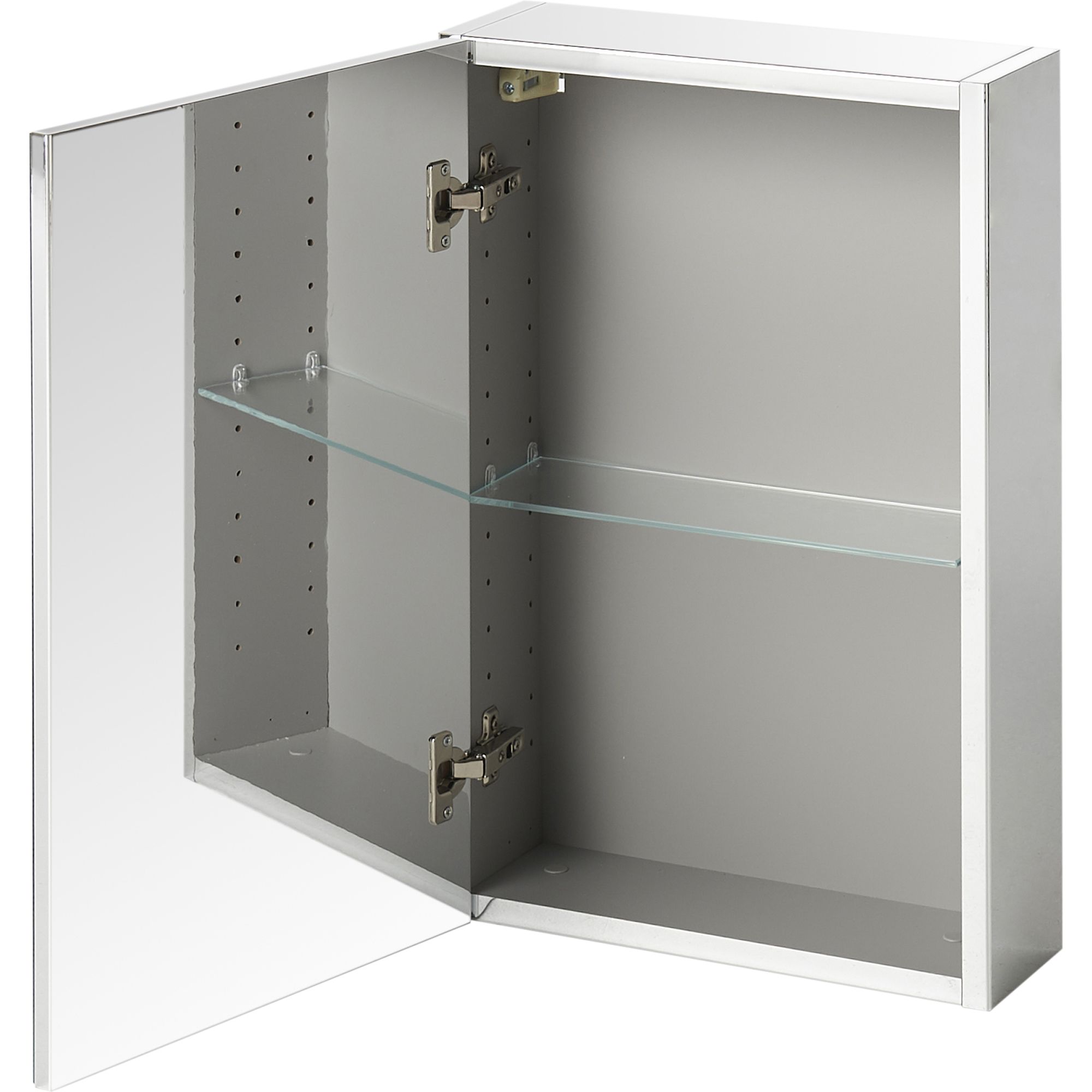 GoodHome Imandra Matt Silver Mirror effect Compact Single Bathroom Cabinet with Mirrored door (H)600mm (W)400mm