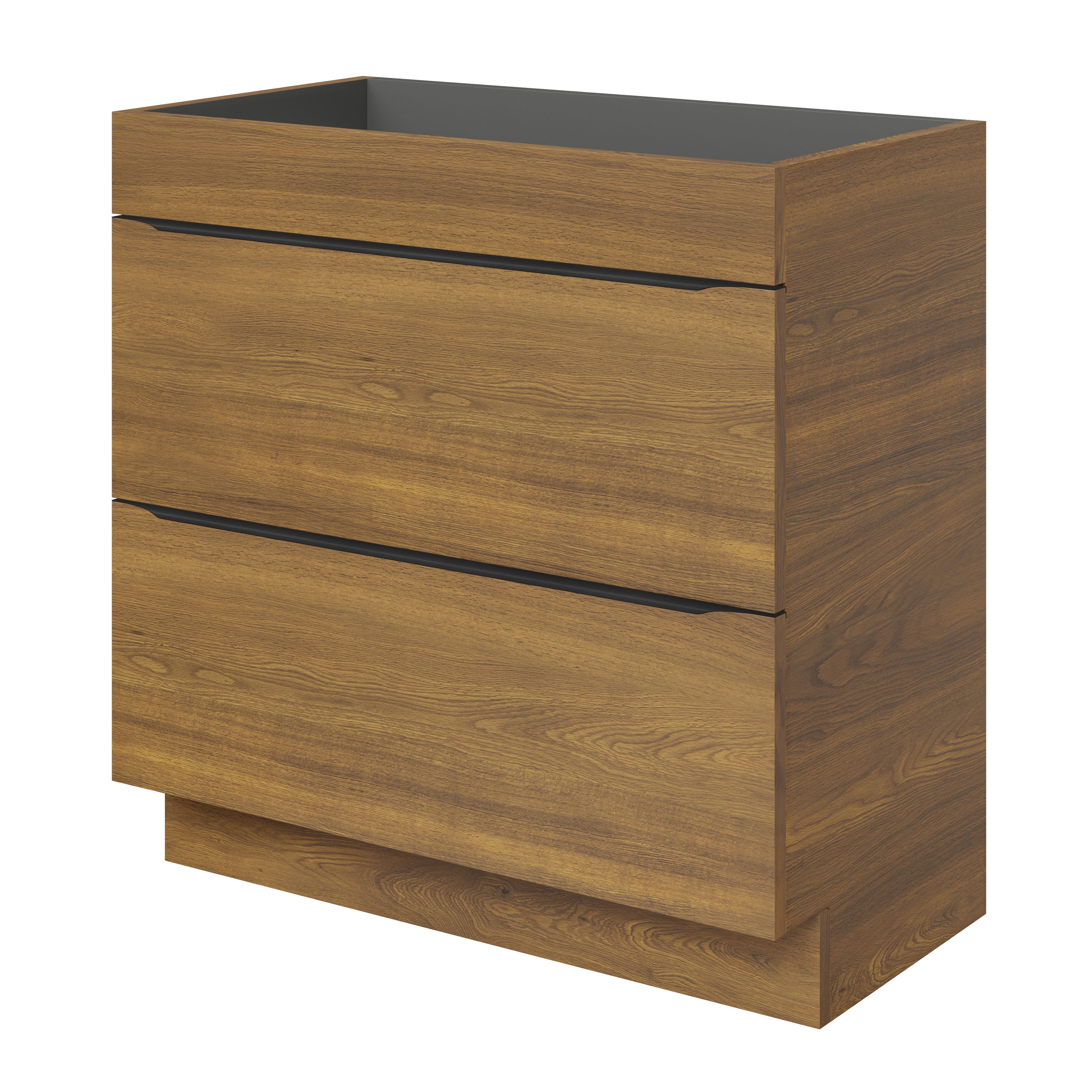 GoodHome Imandra Matt Walnut effect Freestanding Bathroom Cabinet (H)82cm (W)80cm