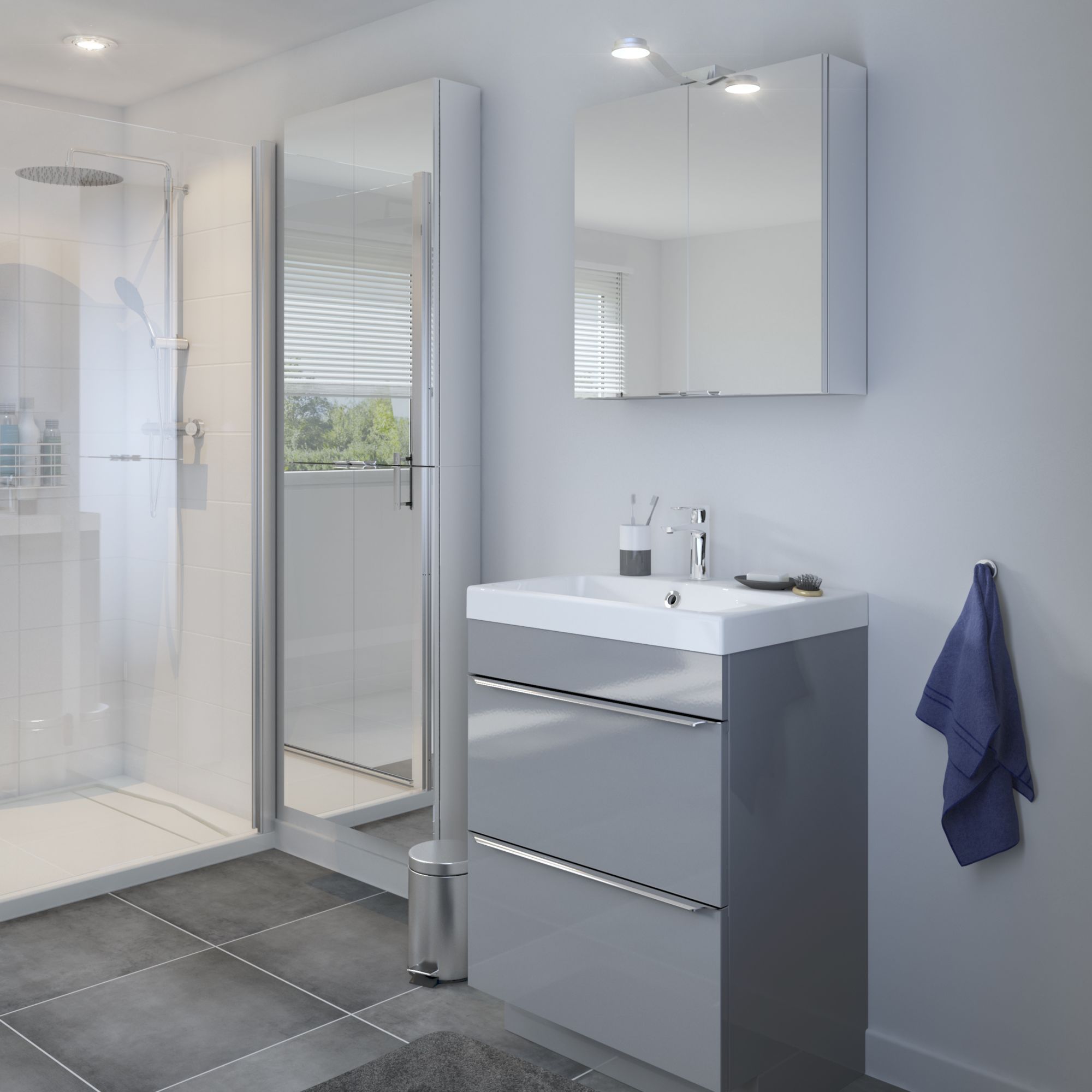 GoodHome Imandra & Mila Grey Freestanding Vanity unit & basin set (W)604mm