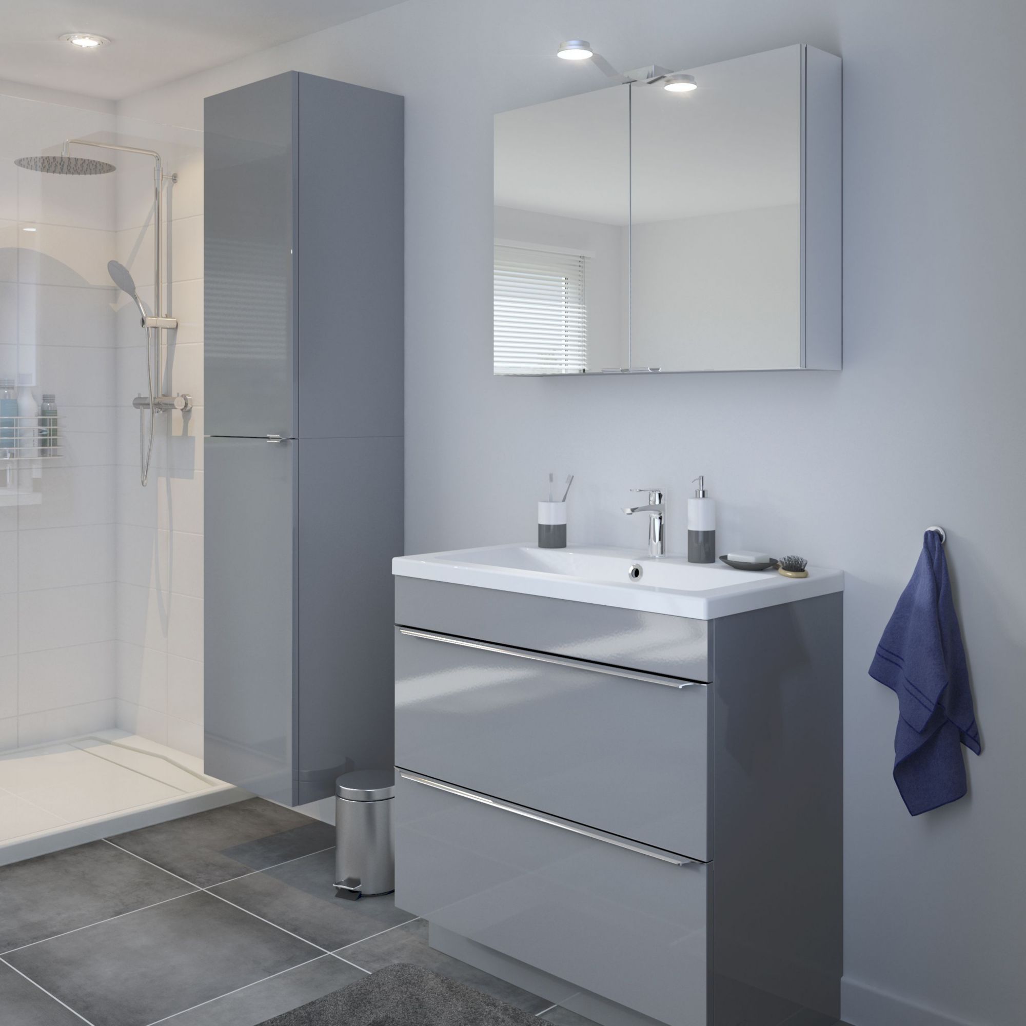 GoodHome Imandra & Mila Grey Freestanding Vanity unit & basin set (W)804mm
