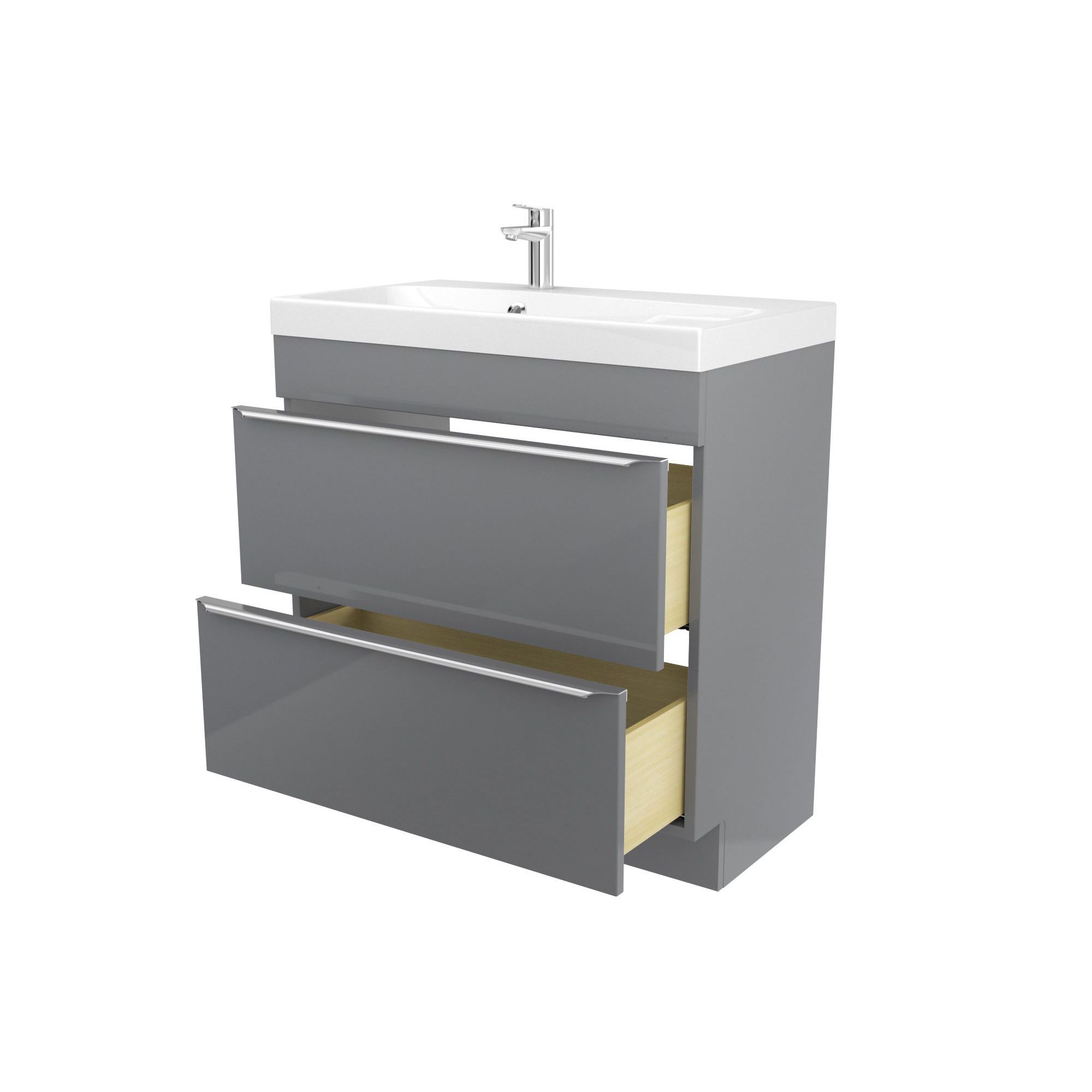 GoodHome Imandra & Mila Grey Freestanding Vanity unit & basin set (W)804mm