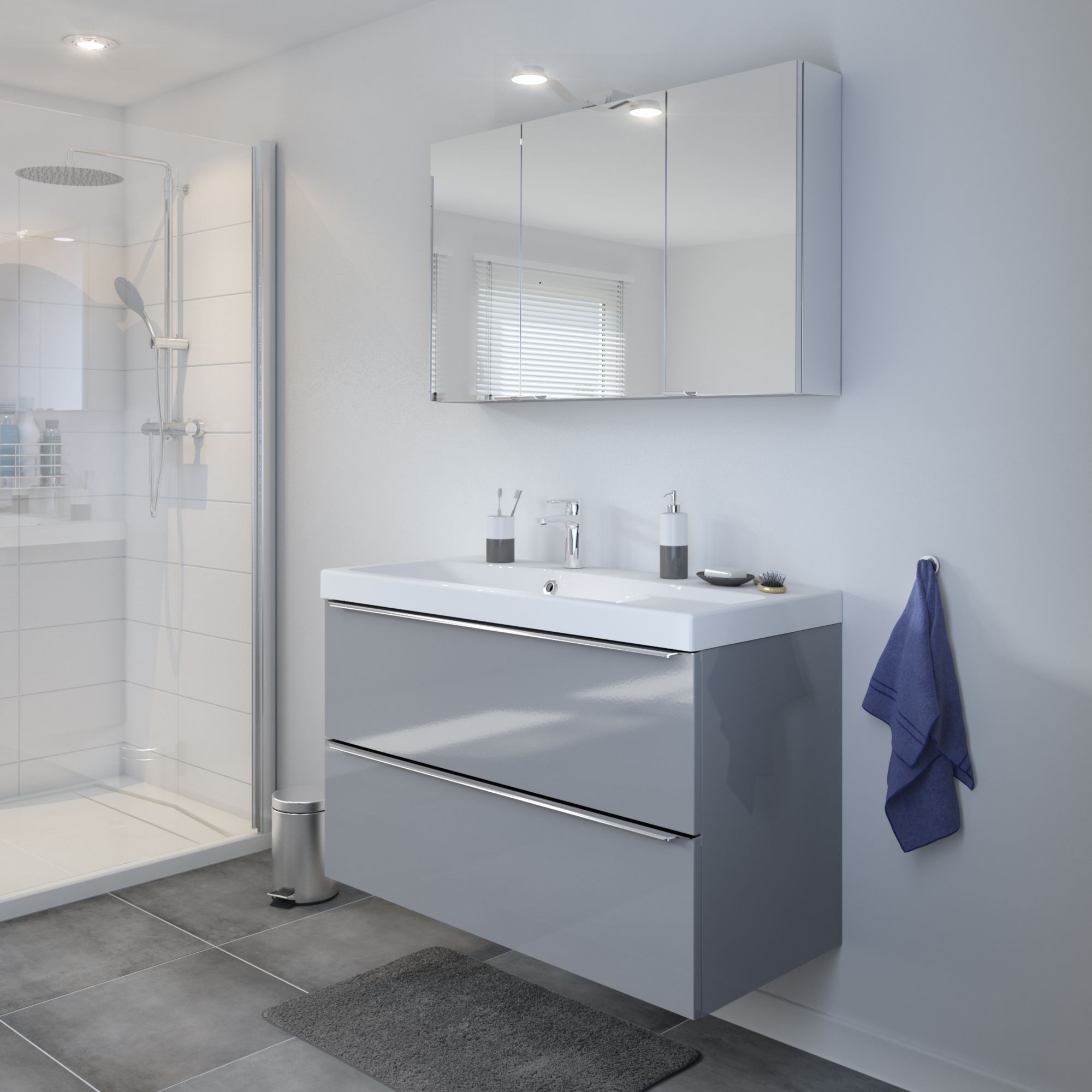 GoodHome Imandra & Mila Grey Wall-mounted Vanity unit & basin set (W)1004mm