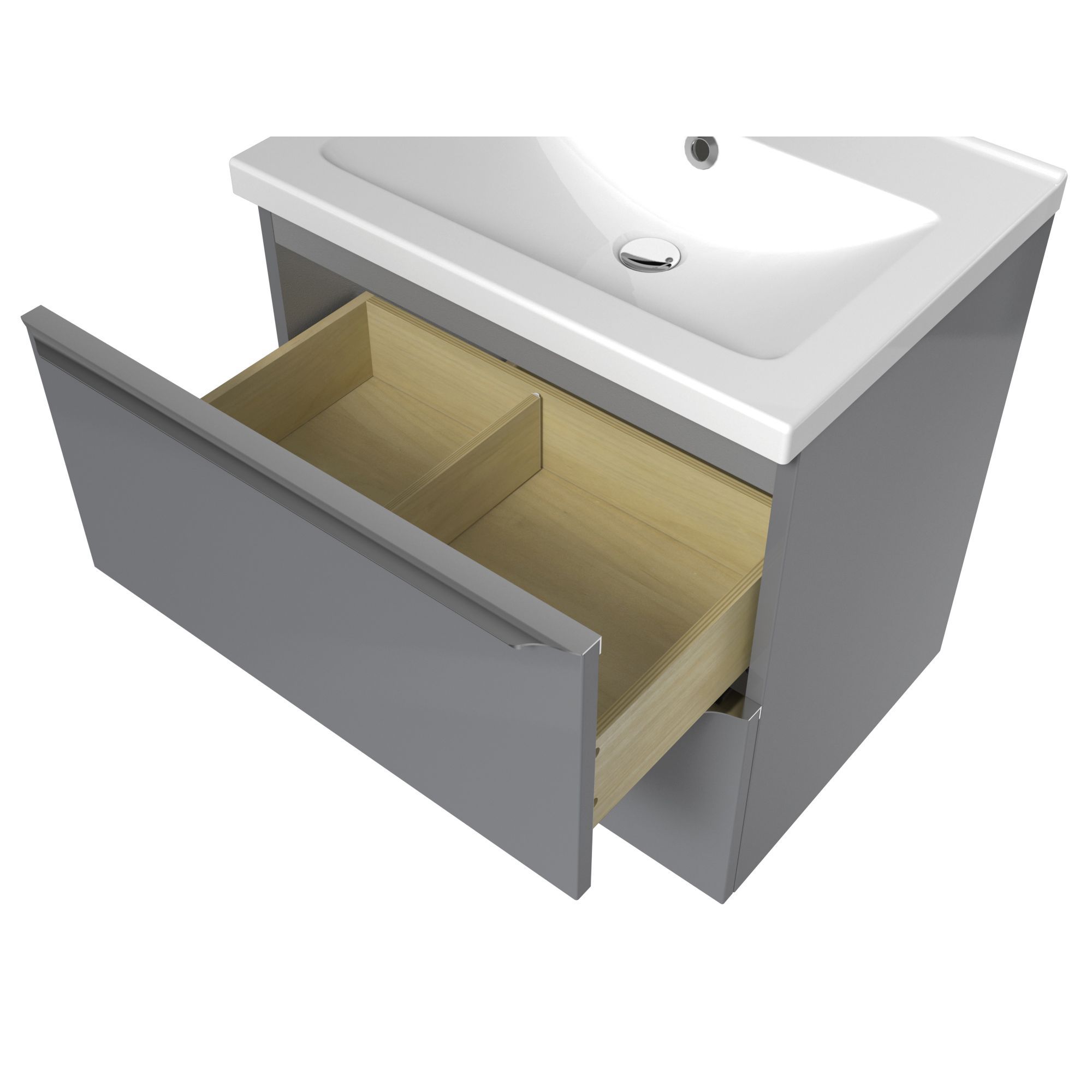 GoodHome Imandra & Mila Grey Wall-mounted Vanity unit & basin set (W)604mm
