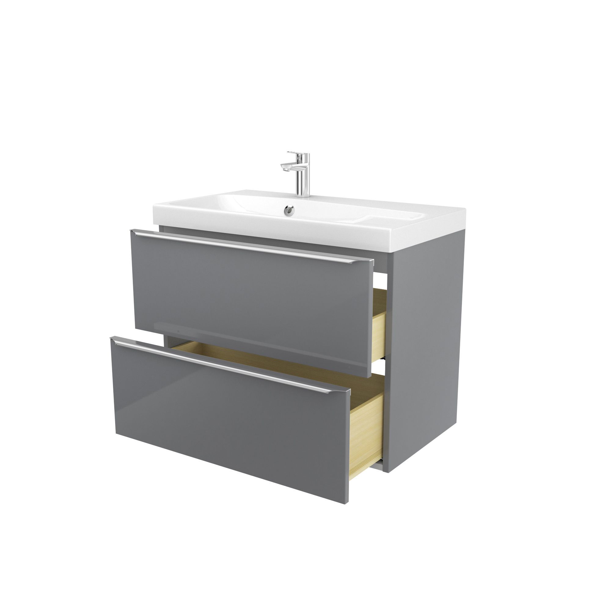 GoodHome Imandra & Mila Grey Wall-mounted Vanity unit & basin set (W)804mm