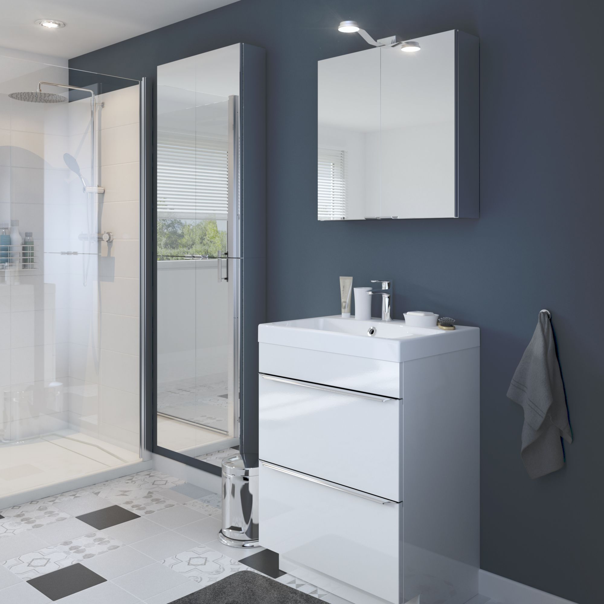 GoodHome Imandra & Mila White Freestanding Vanity unit & basin set (W)604mm