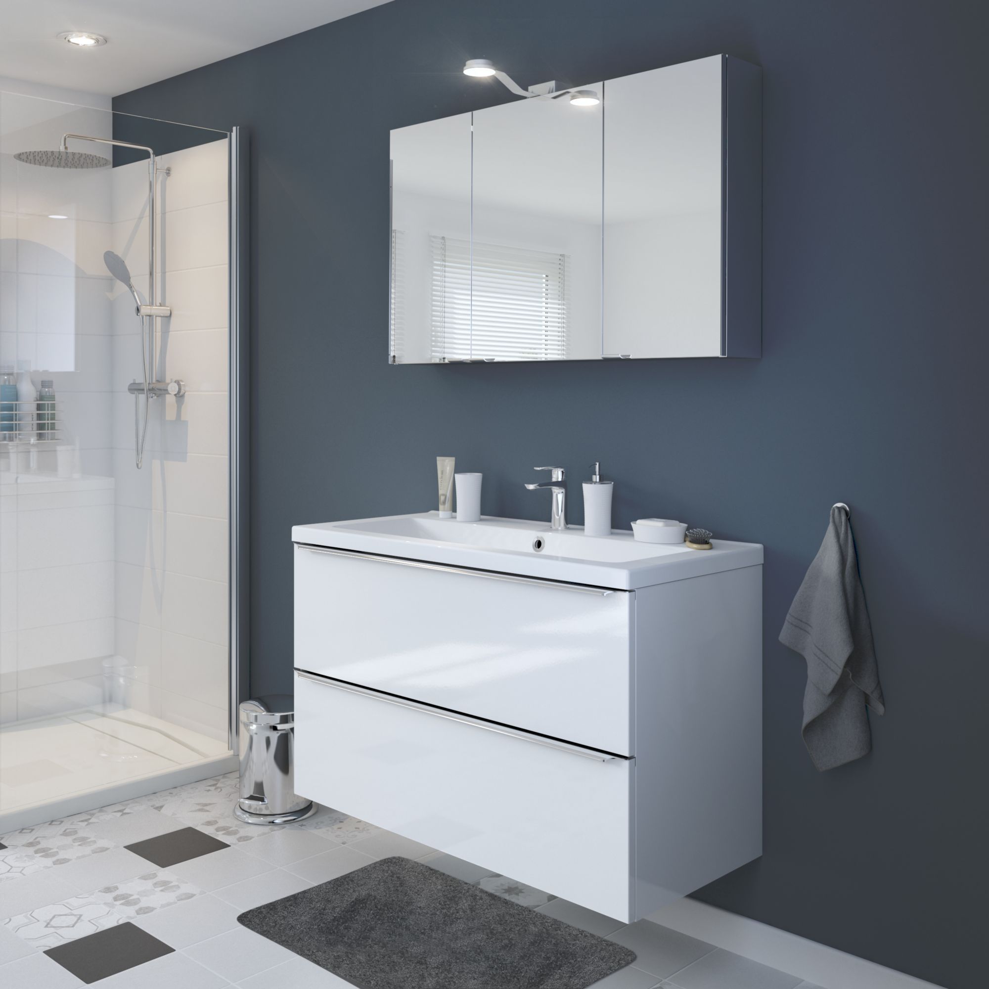 GoodHome Imandra & Mila White Wall-mounted Vanity unit & basin set (W)1004mm