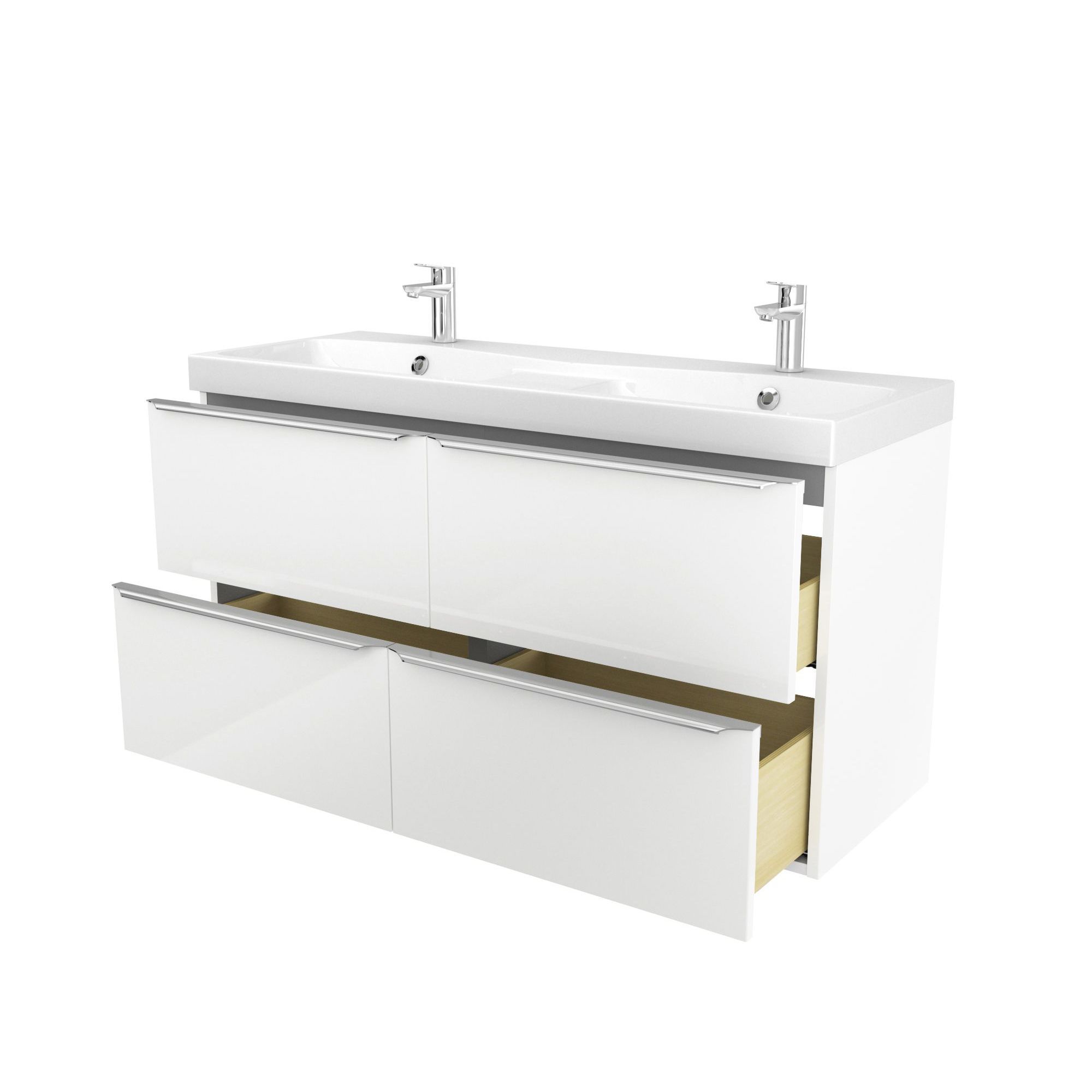 GoodHome Imandra & Mila White Wall-mounted Vanity unit & basin set (W)1204mm