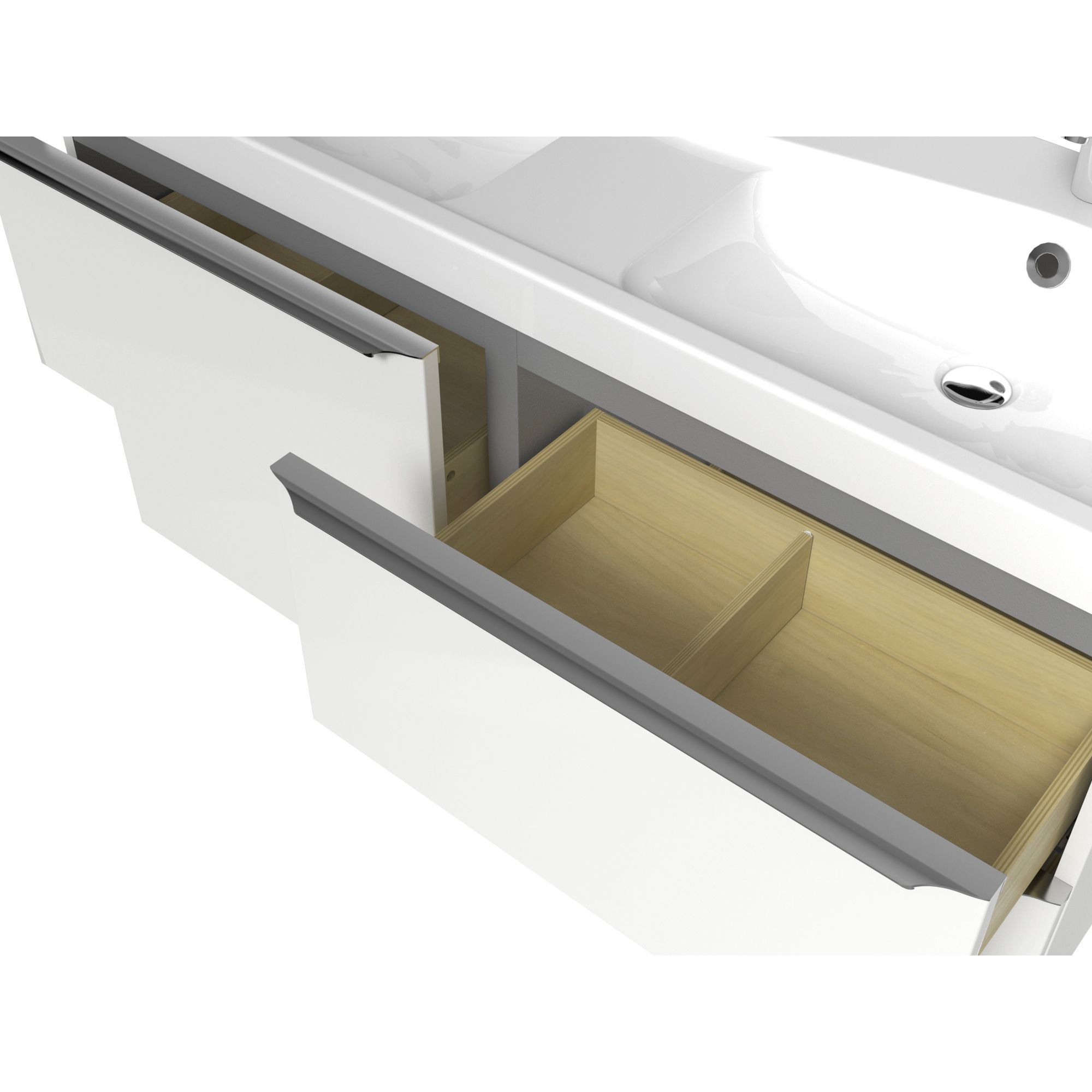 GoodHome Imandra & Mila White Wall-mounted Vanity unit & basin set (W)1204mm