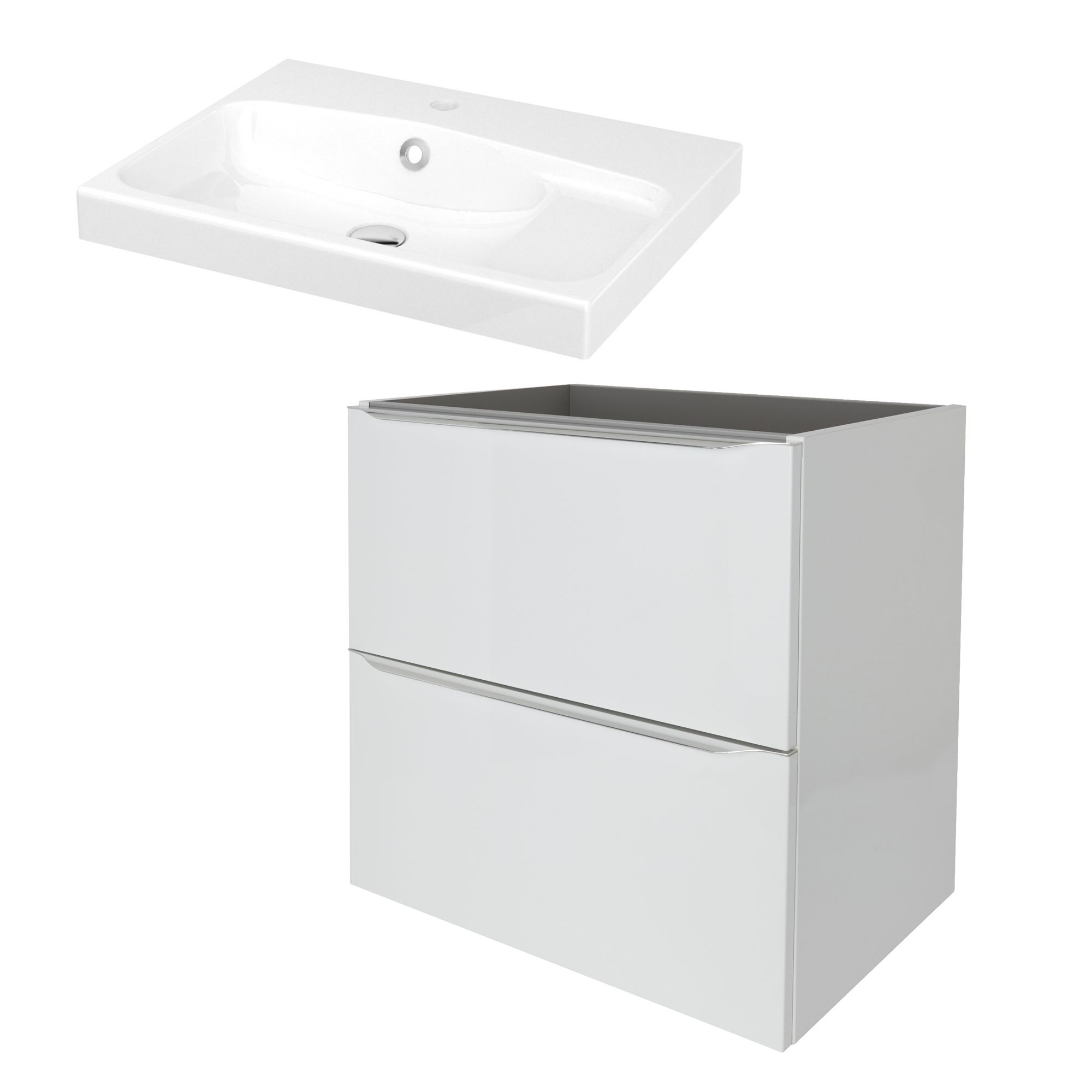 GoodHome Imandra & Mila White Wall-mounted Vanity unit & basin set (W)604mm