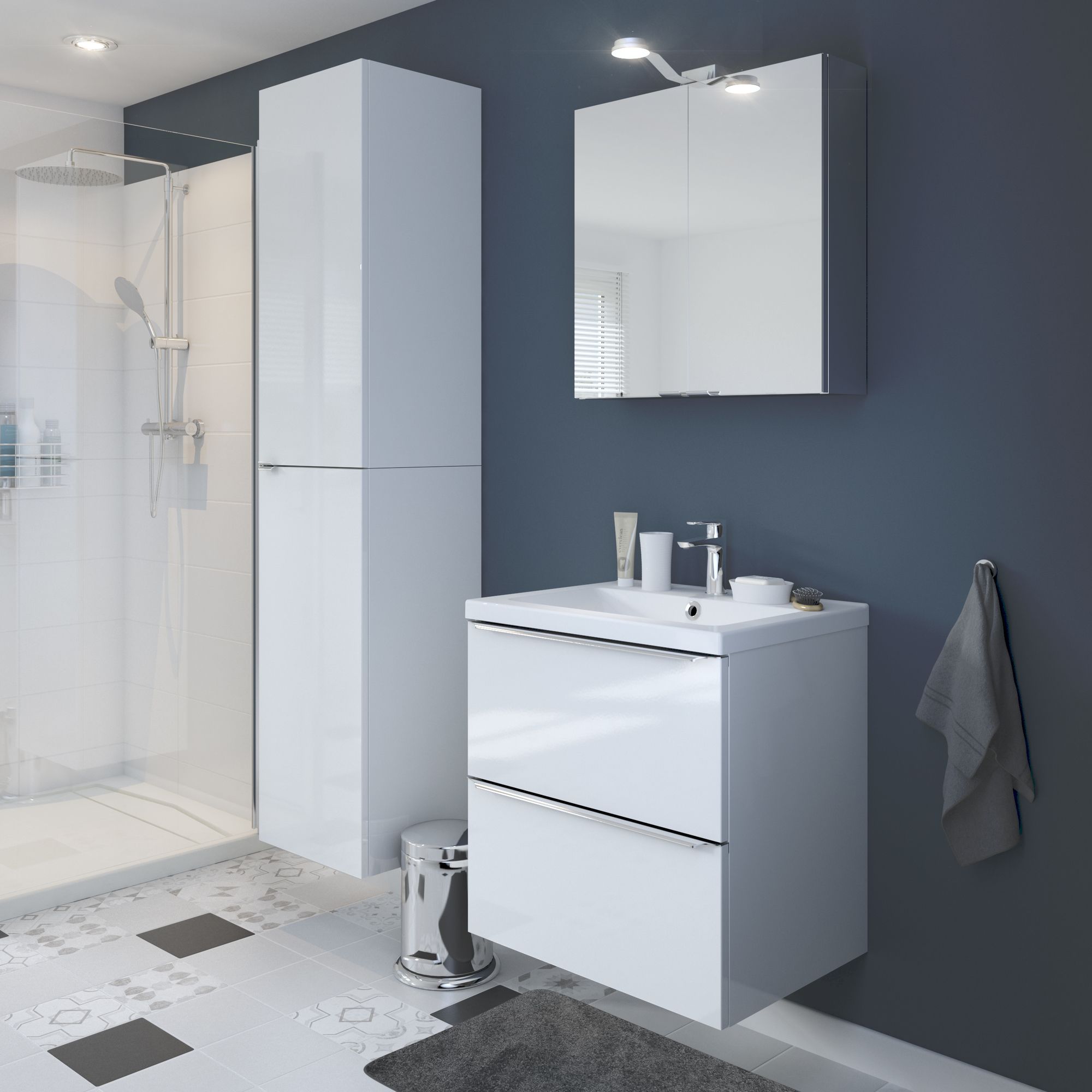 GoodHome Imandra & Mila White Wall-mounted Vanity unit & basin set (W)604mm