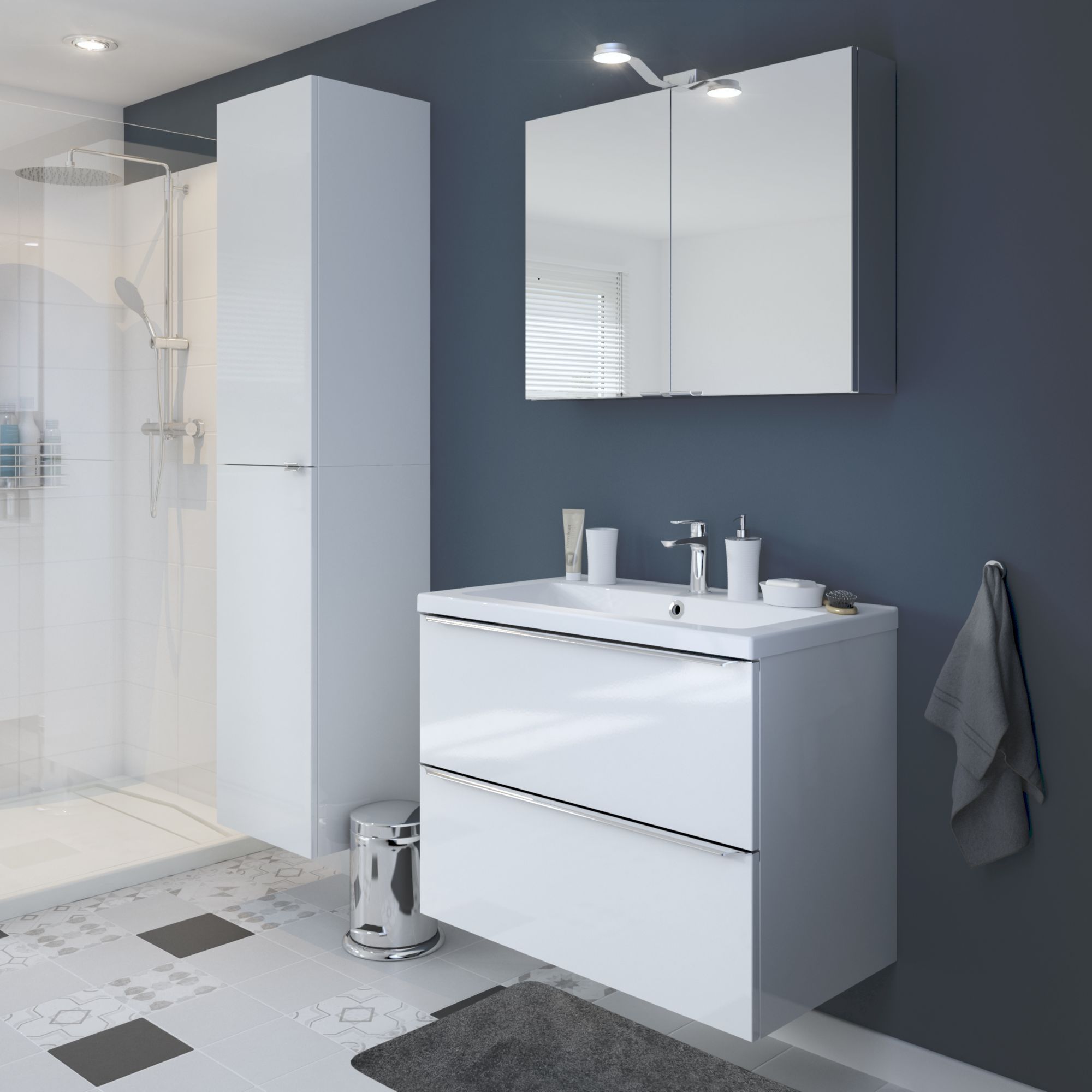 GoodHome Imandra & Mila White Wall-mounted Vanity unit & basin set (W)804mm