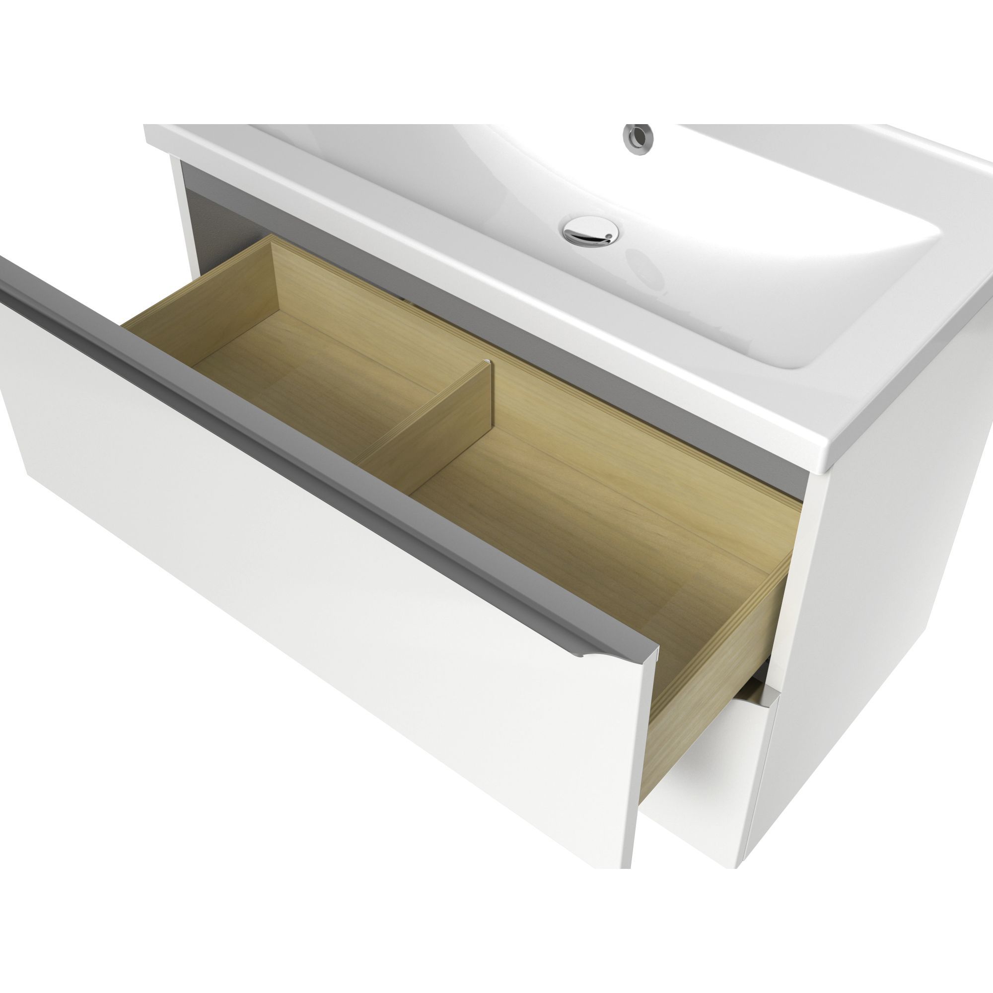 GoodHome Imandra & Mila White Wall-mounted Vanity unit & basin set (W)804mm