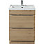 GoodHome Imandra Natural Oak effect Bathroom Cabinet (H)82cm (W)60cm