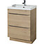 GoodHome Imandra Natural Oak effect Bathroom Cabinet (H)82cm (W)60cm