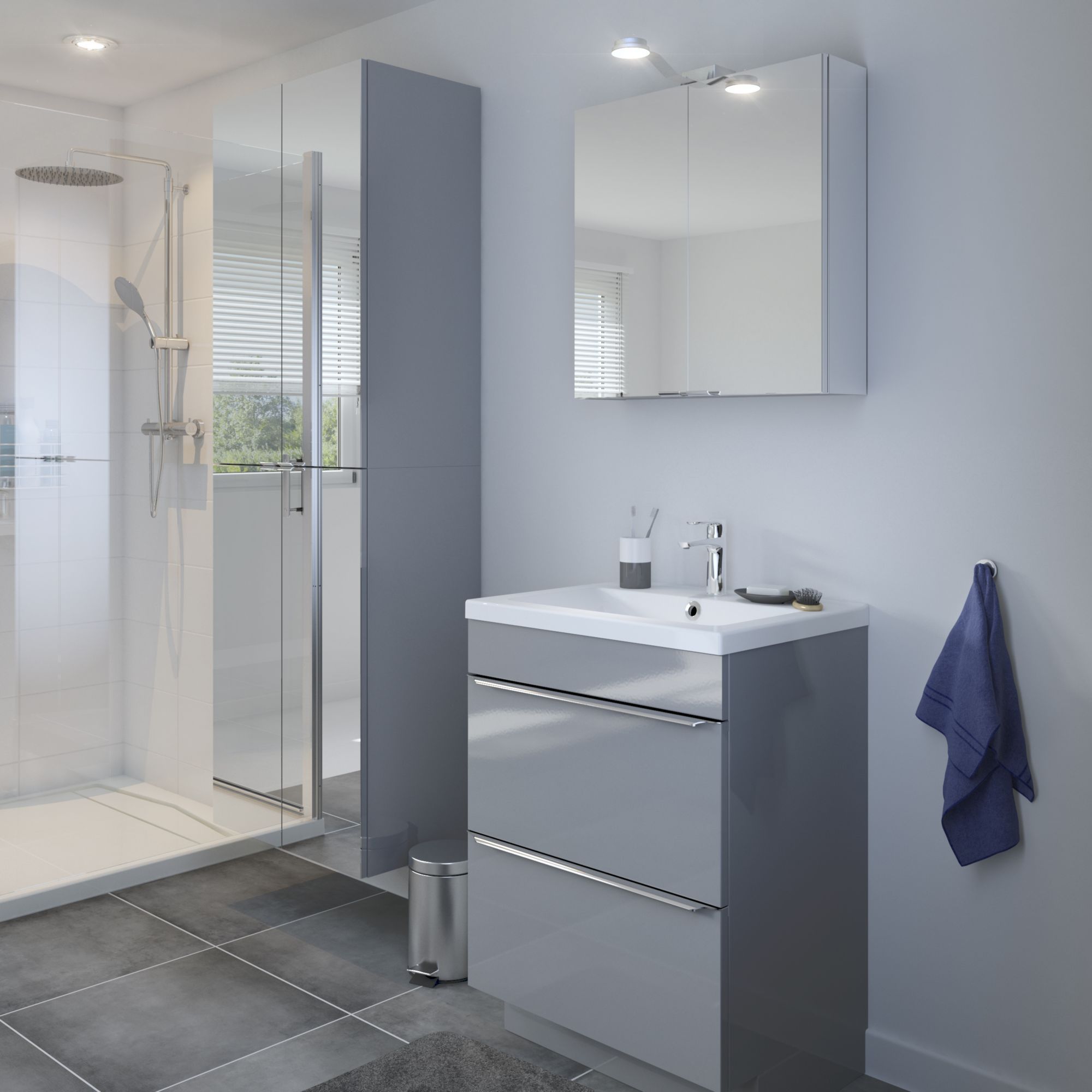 GoodHome Imandra & Nira Grey Freestanding Vanity unit & basin set (W)604mm