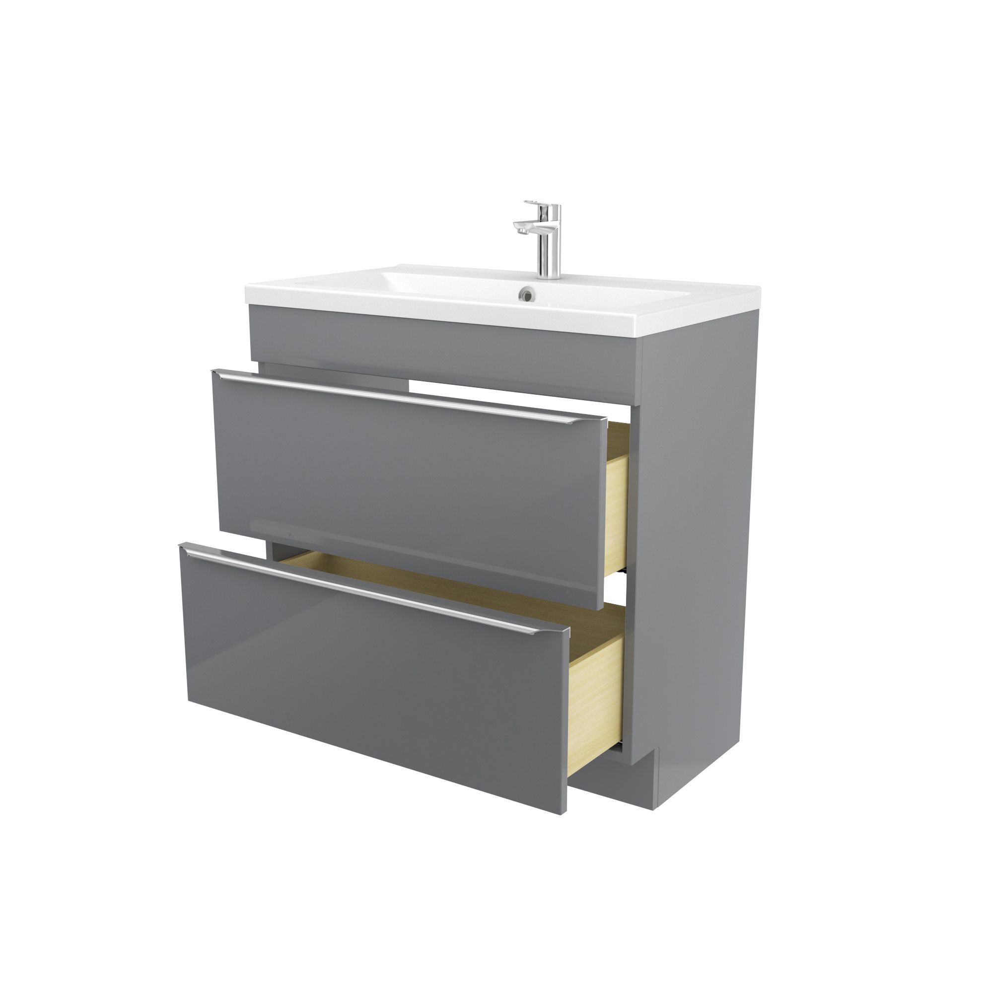GoodHome Imandra & Nira Grey Freestanding Vanity unit & basin set (W)804mm