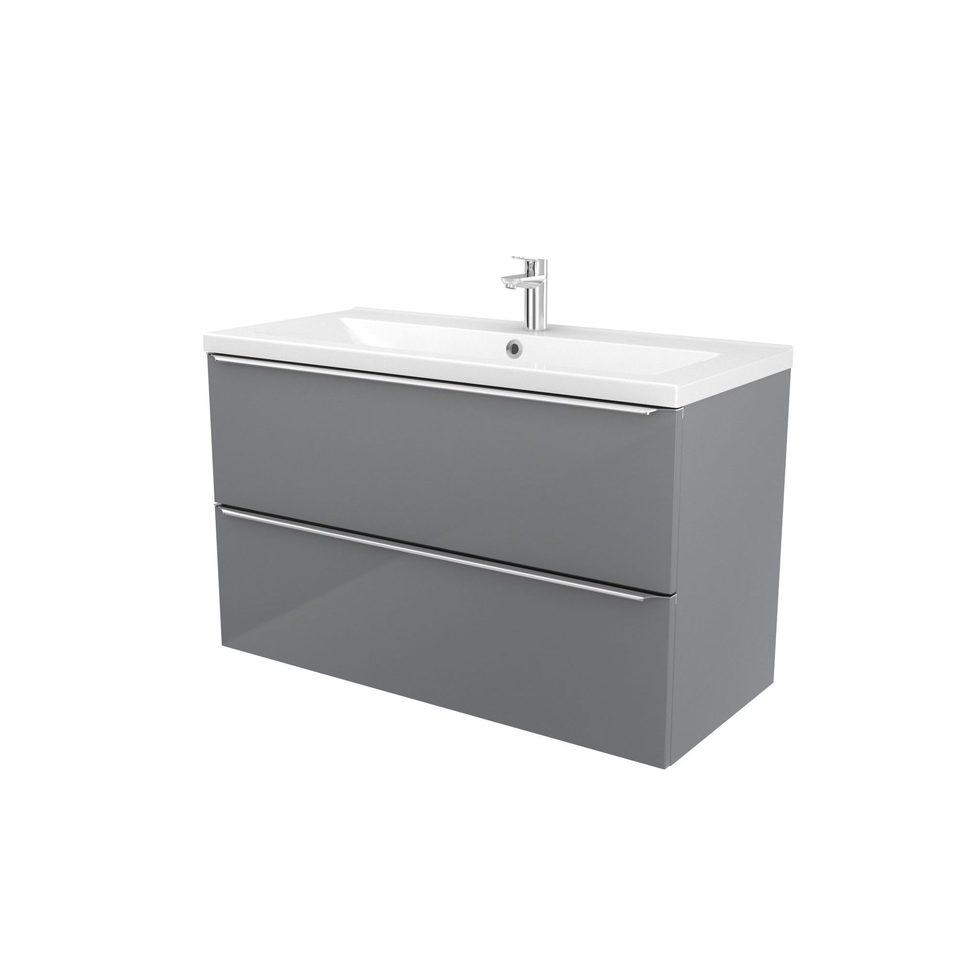 GoodHome Imandra & Nira Grey Wall-mounted Vanity unit & basin set (W)1004mm
