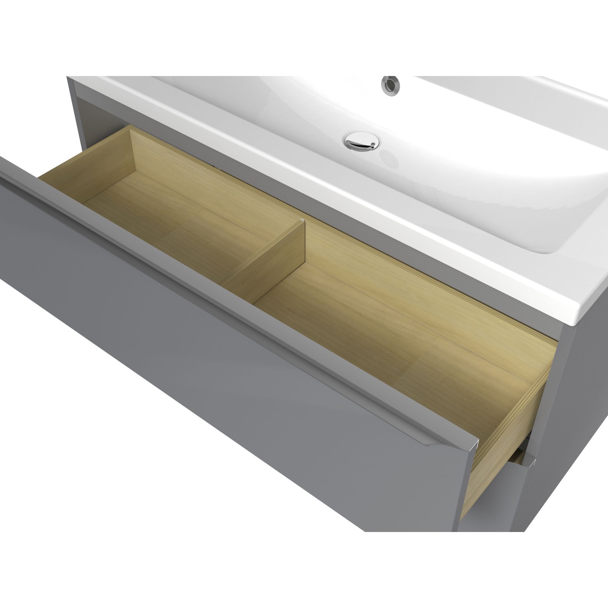 GoodHome Imandra & Nira Grey Wall-mounted Vanity unit & basin set (W)1004mm