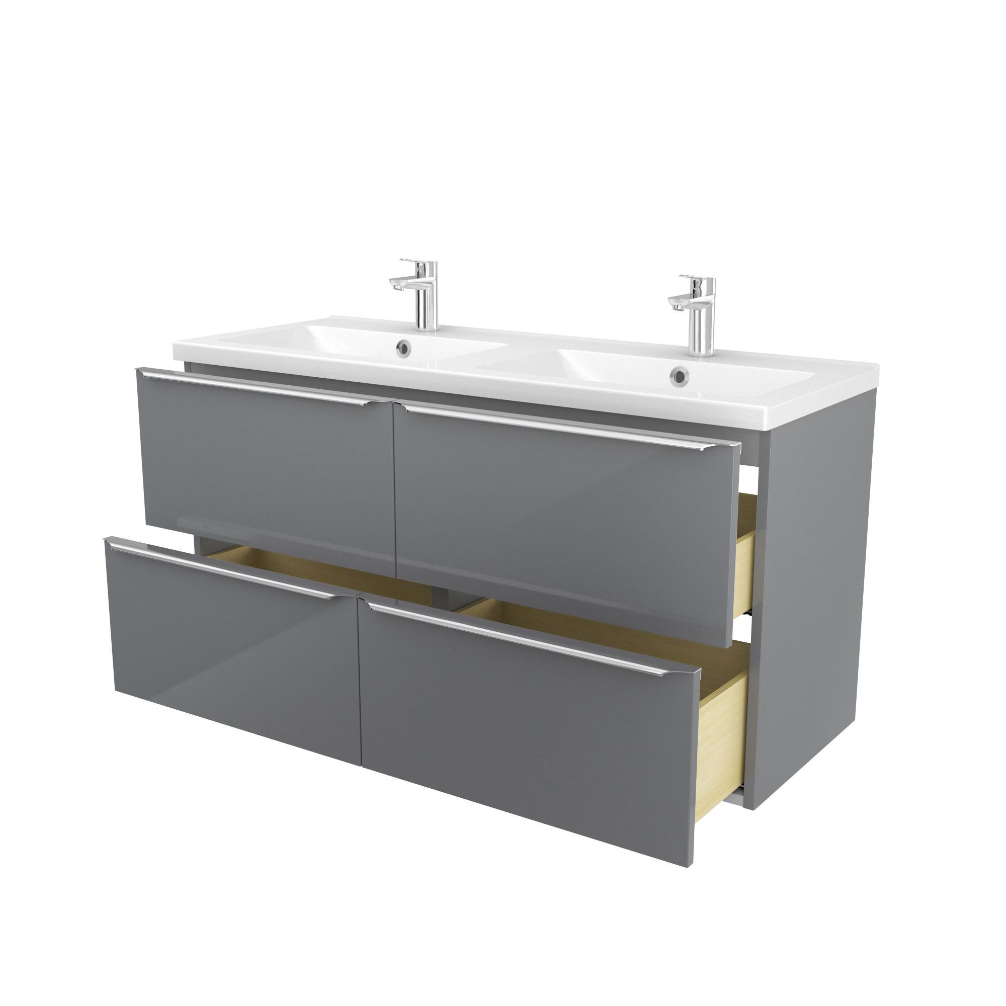 GoodHome Imandra & Nira Grey Wall-mounted Vanity unit & basin set (W)1204mm