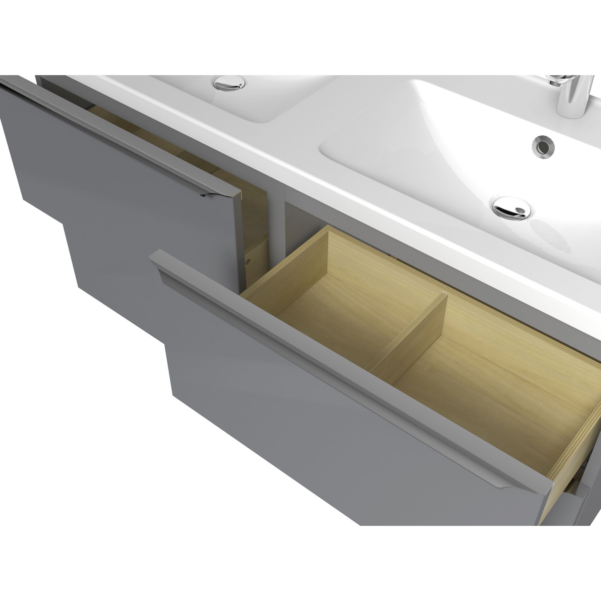 GoodHome Imandra & Nira Grey Wall-mounted Vanity unit & basin set (W)1204mm