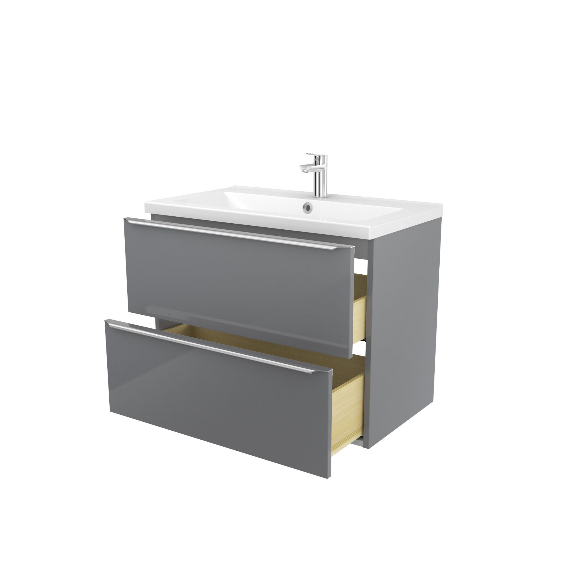 GoodHome Imandra & Nira Grey Wall-mounted Vanity unit & basin set (W)804mm