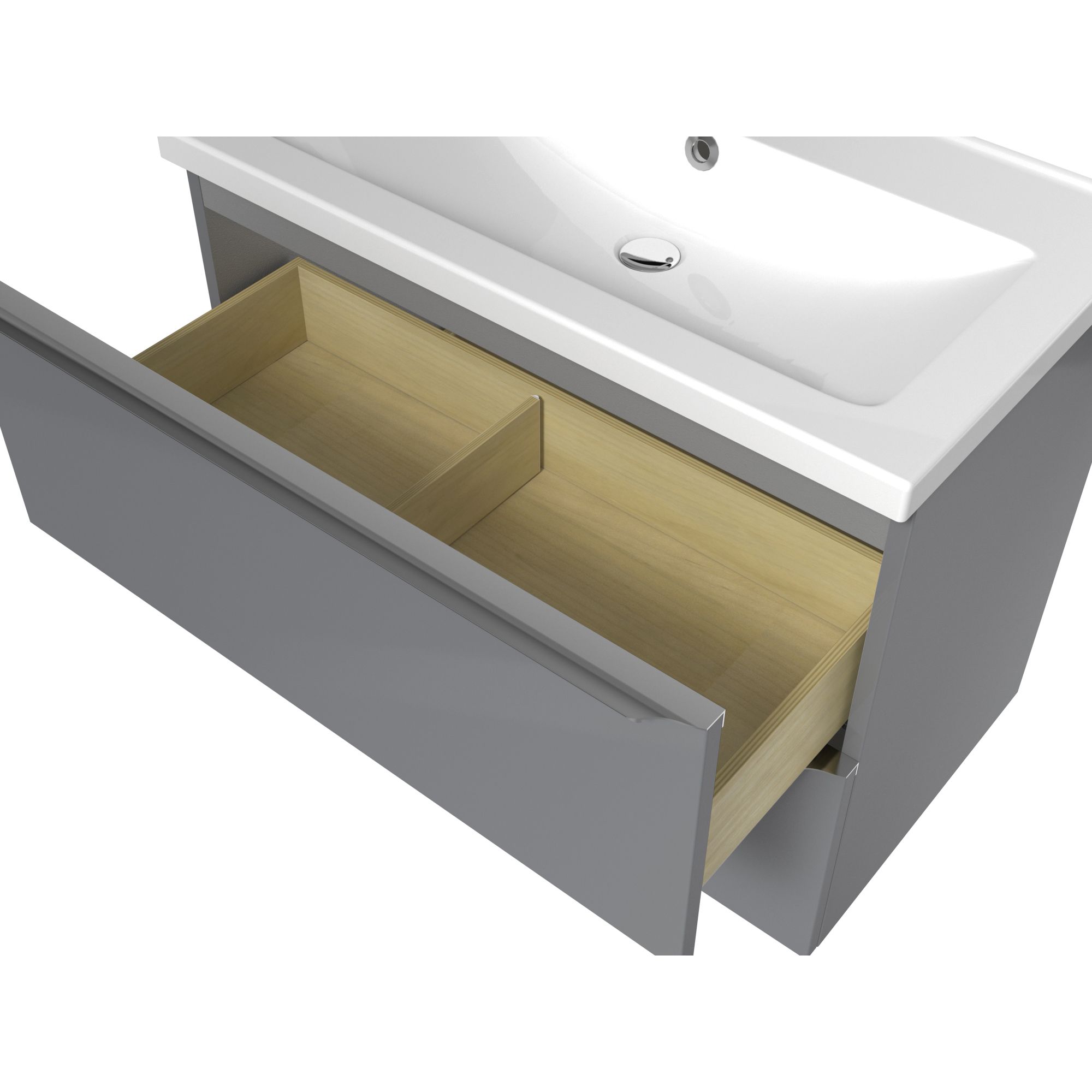 GoodHome Imandra & Nira Grey Wall-mounted Vanity unit & basin set (W)804mm
