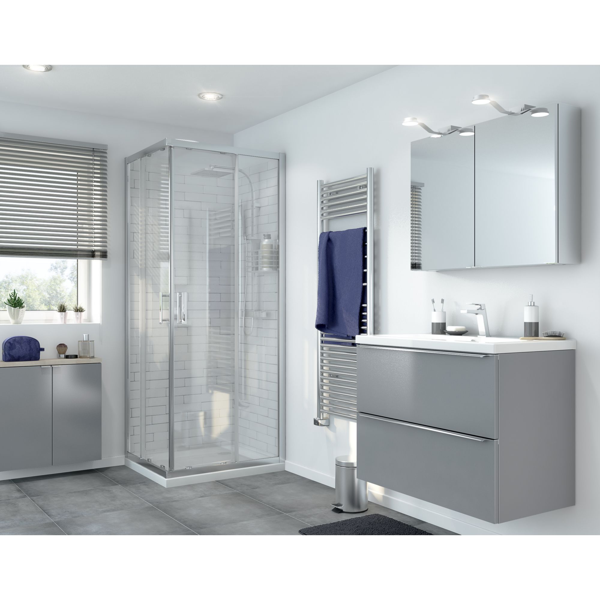 GoodHome Imandra & Nira Grey Wall-mounted Vanity unit & basin set (W)804mm