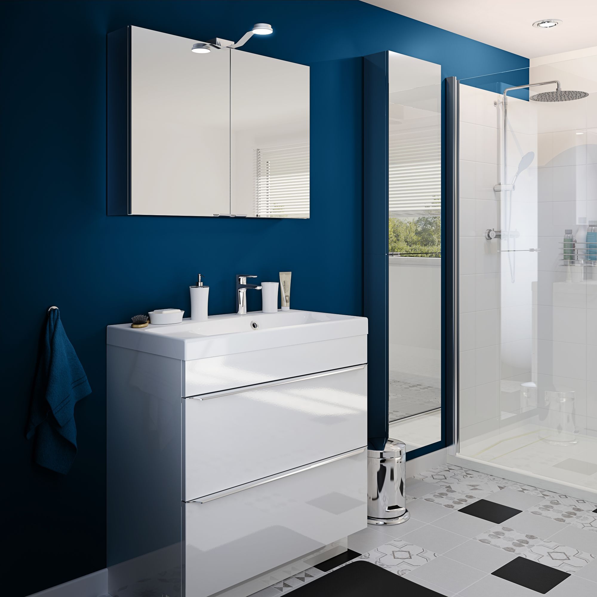 GoodHome Imandra & Nira White Freestanding Vanity unit & basin set (W)804mm