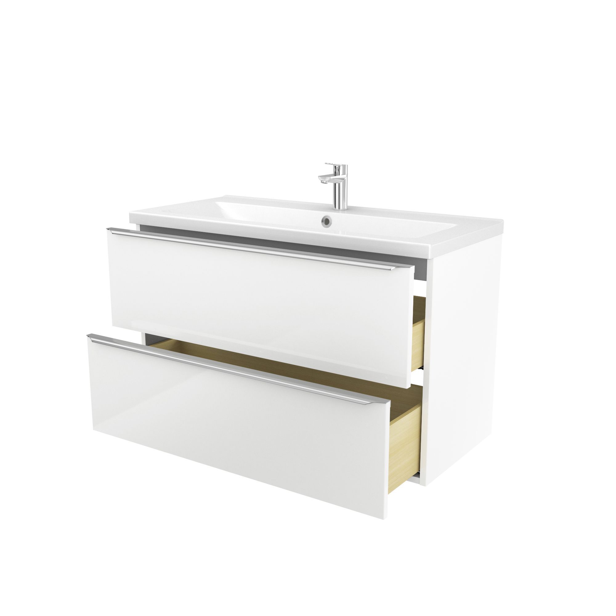 GoodHome Imandra & Nira White Wall-mounted Vanity unit & basin set (W)1004mm