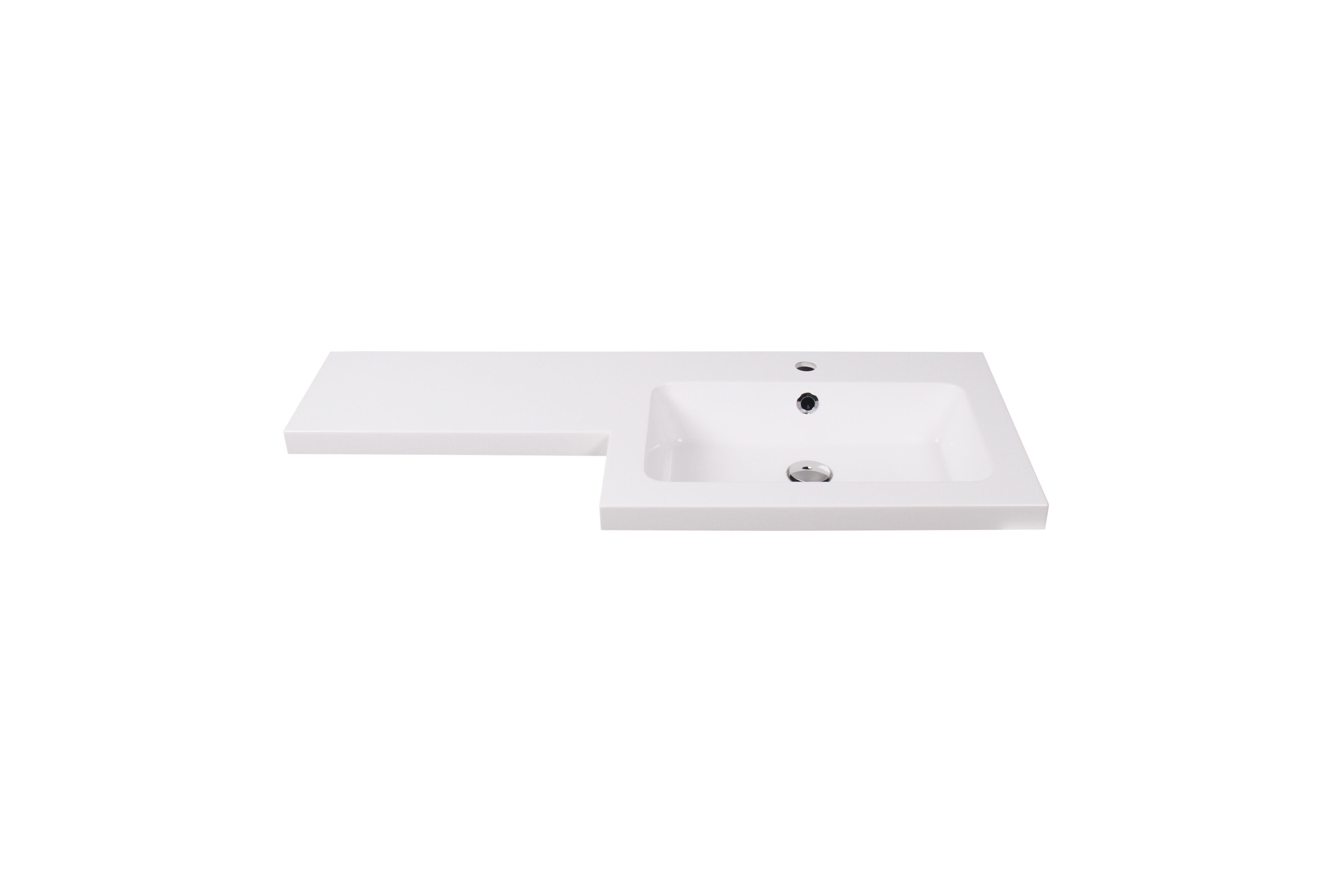 GoodHome Imandra RH Gloss White P-shaped Vanity Basin (W)110.4cm